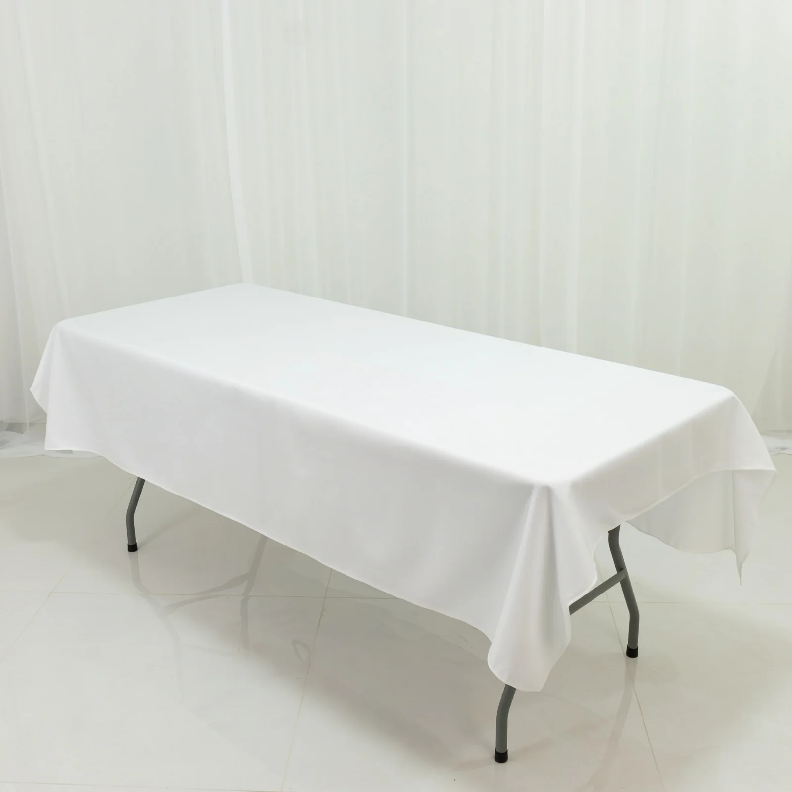 Polyester Tablecloth 60"×84" White – Rectangle, Washable & Wrinkle-Resistant, Perfect for Parties - Image 3