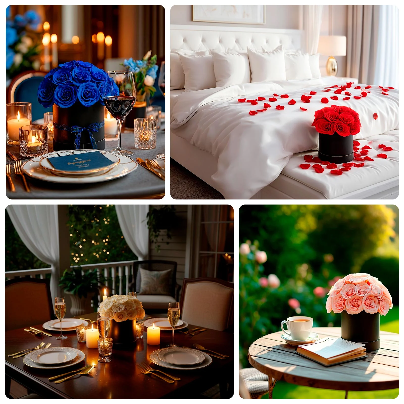 Blush Prearranged Rose Centerpiece Arrangement, 27pcs Roses with Black Round Gift Box - Image 4