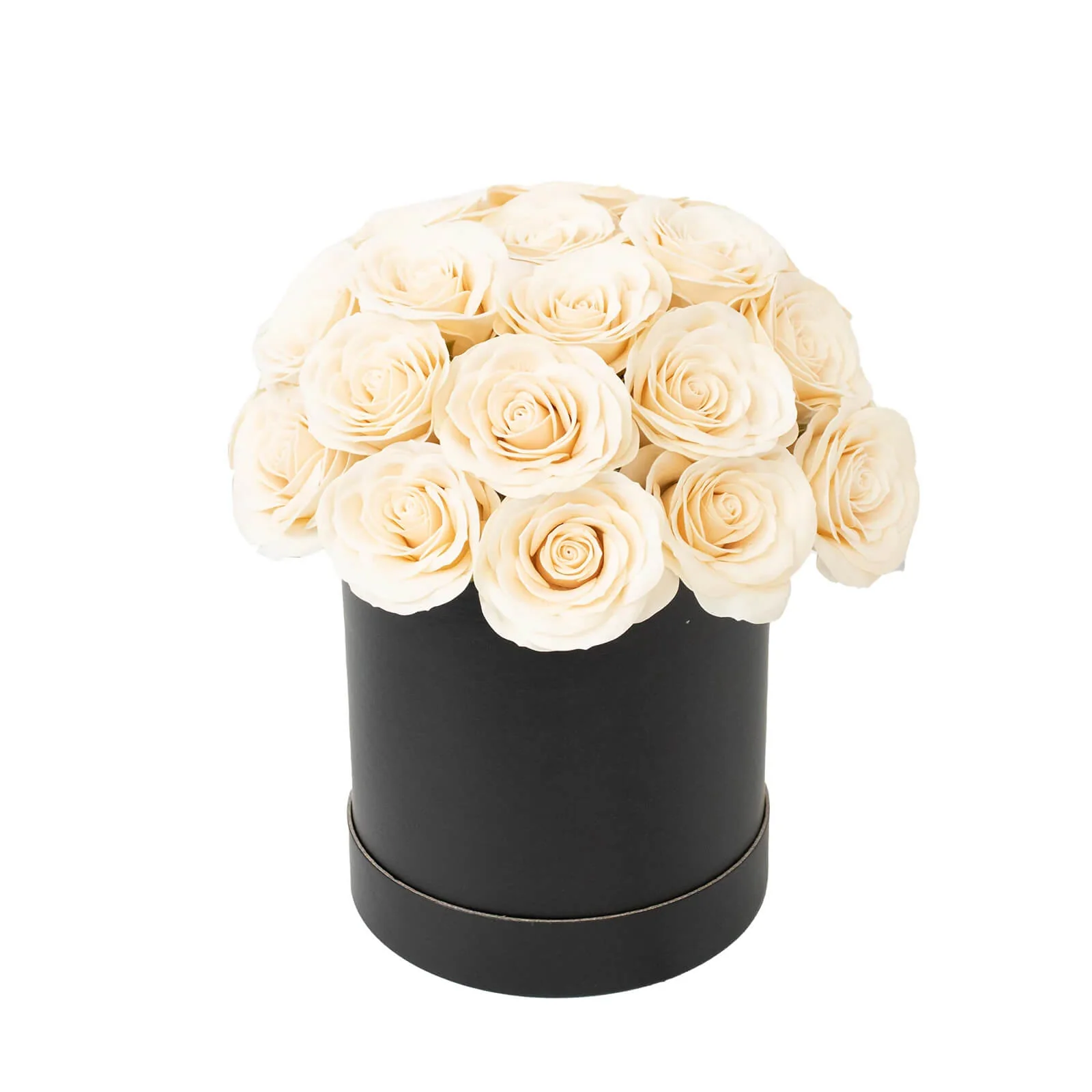 Ivory  Prearranged Rose Centerpiece Arrangement, 27pcs Roses with Black Round Gift Box - Image 2