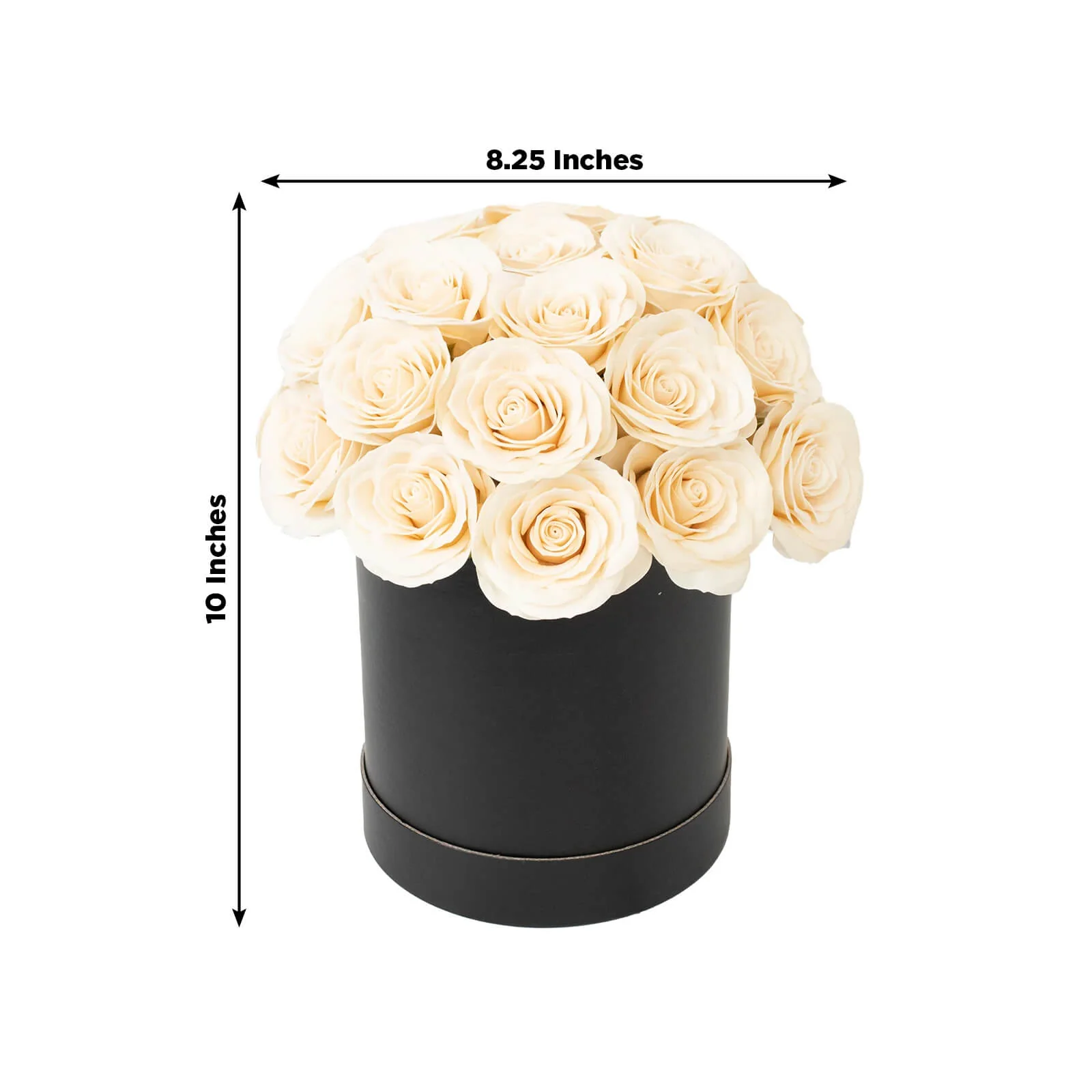 Ivory  Prearranged Rose Centerpiece Arrangement, 27pcs Roses with Black Round Gift Box - Image 3