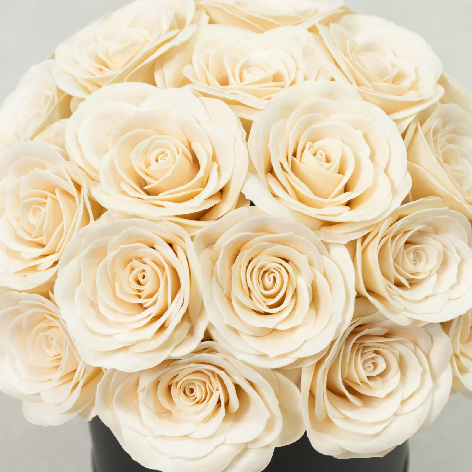 Ivory  Prearranged Rose Centerpiece Arrangement, 27pcs Roses with Black Round Gift Box - Image 7