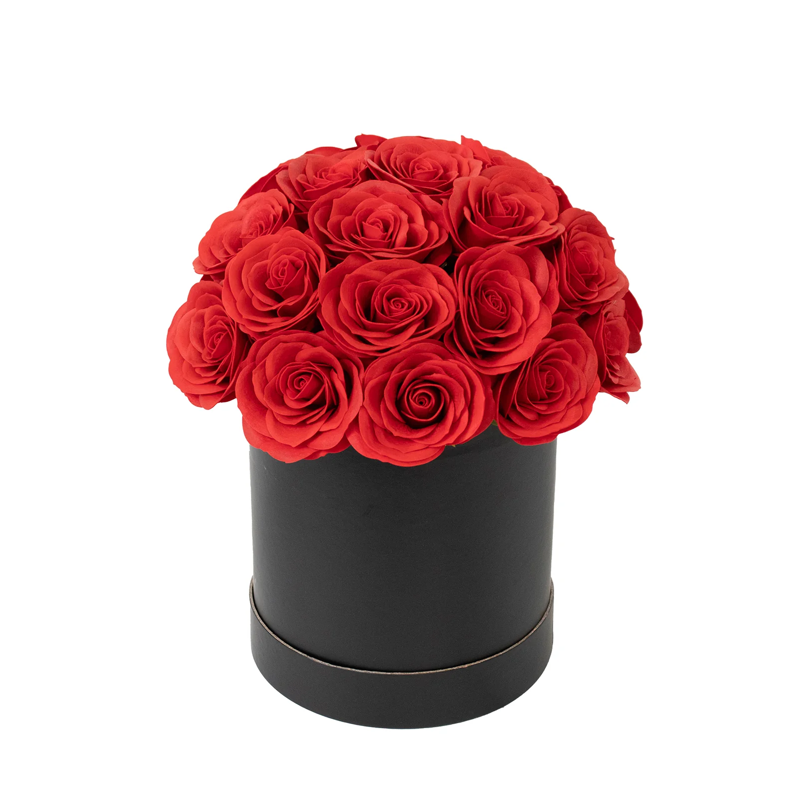Red Prearranged Rose Centerpiece Arrangement, 27pcs Roses with Black Round Gift Box - Image 2