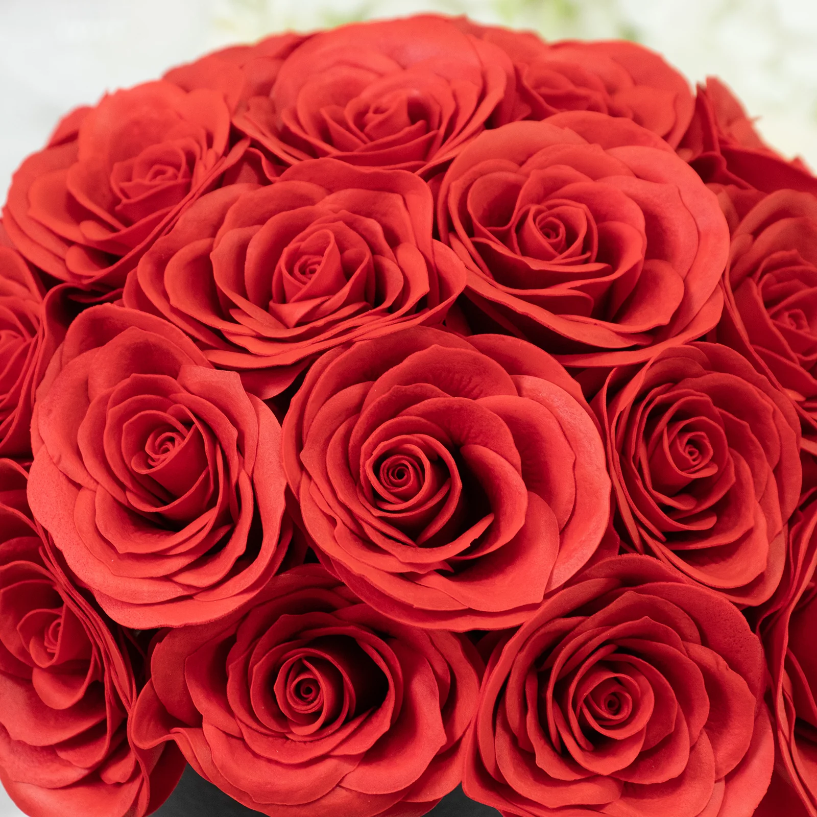 Red Prearranged Rose Centerpiece Arrangement, 27pcs Roses with Black Round Gift Box - Image 7