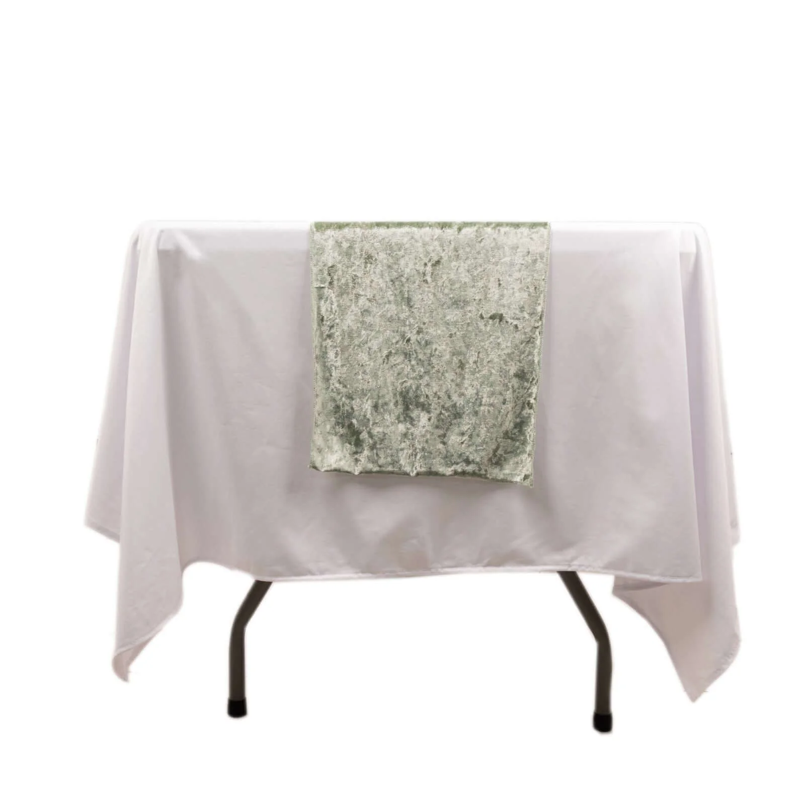 Premium Crushed Velvet 12"x108" Table Runner Sage Green - Soft & Wrinkle-Resistant Table Linen - Image 7