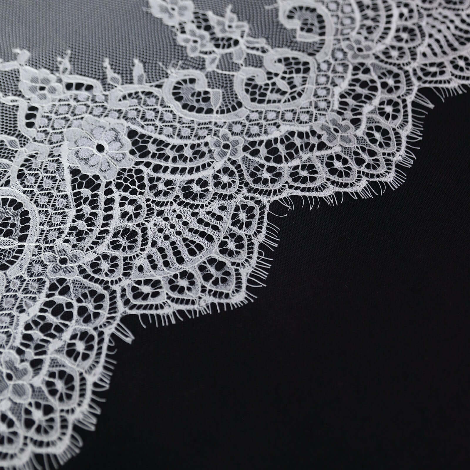 Premium Lace Fabric 15"x117" Table Runner Ivory - Scalloped Lace Elegance - Image 9