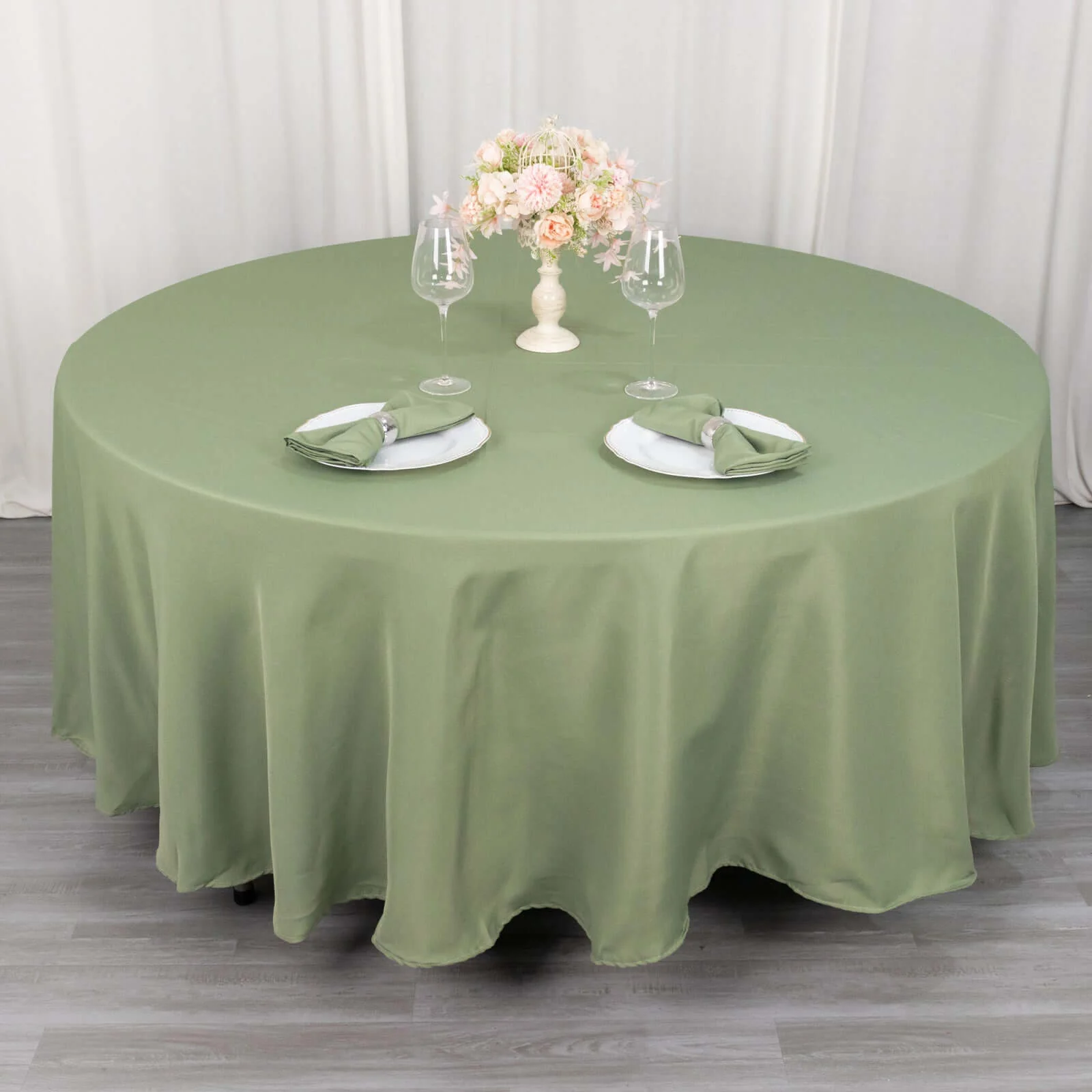 Premium Polyester 108" Round Tablecloth Dusty Sage Green - Wrinkle-Resistant 220GSM Table Cover - Image 6
