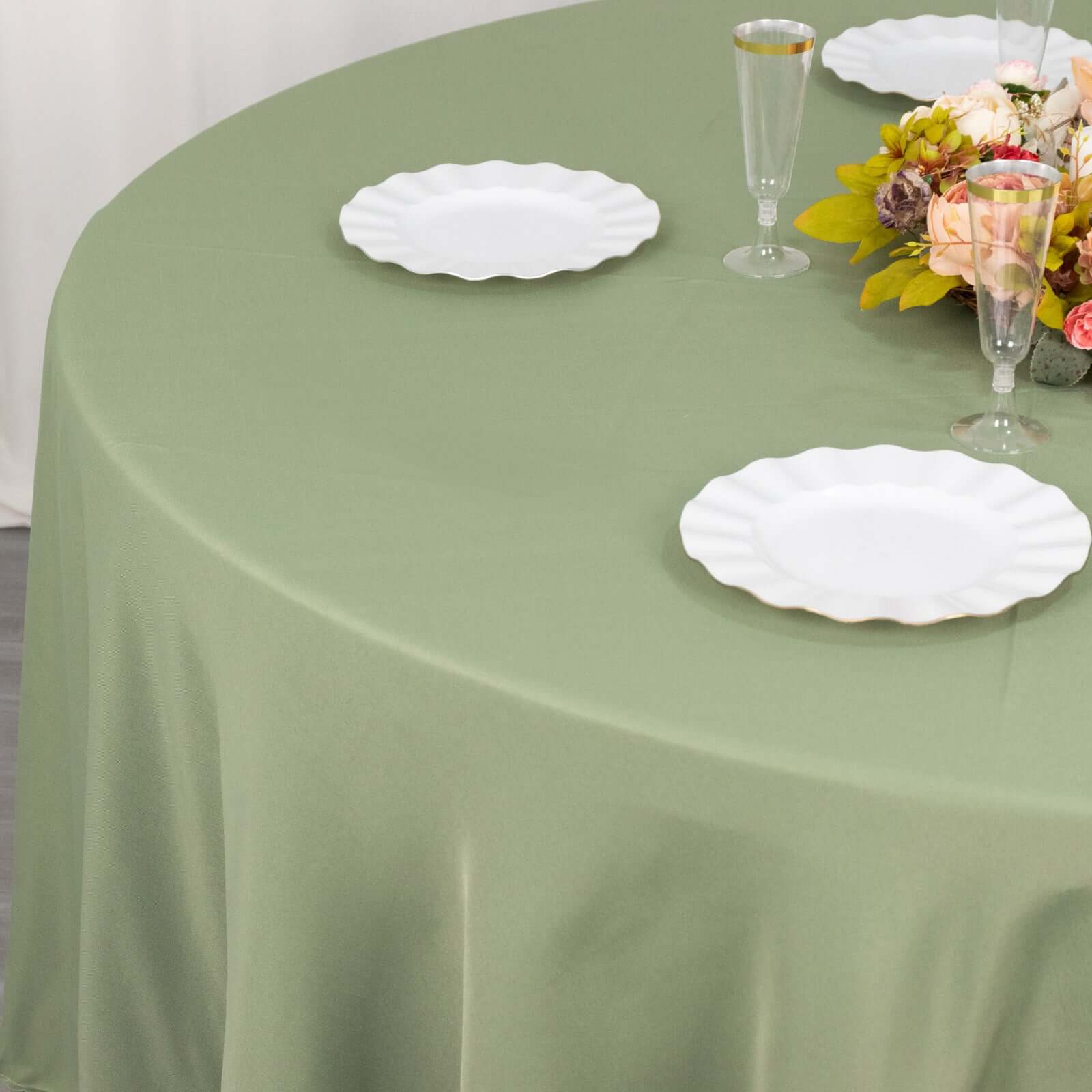 Premium Polyester 108" Round Tablecloth Dusty Sage Green - Wrinkle-Resistant 220GSM Table Cover - Image 7