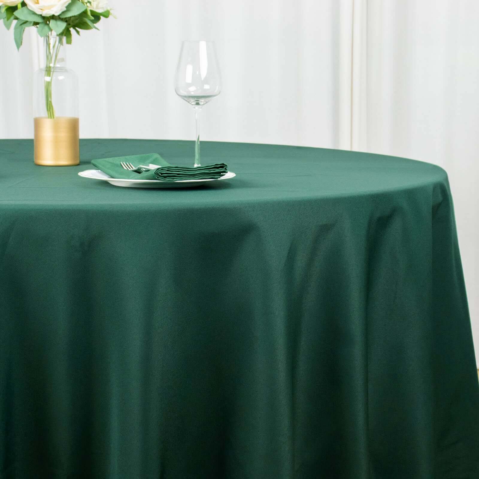 Premium Polyester 108" Round Tablecloth Hunter Emerald Green - Wrinkle-Resistant 220GSM Table Cover - Image 3