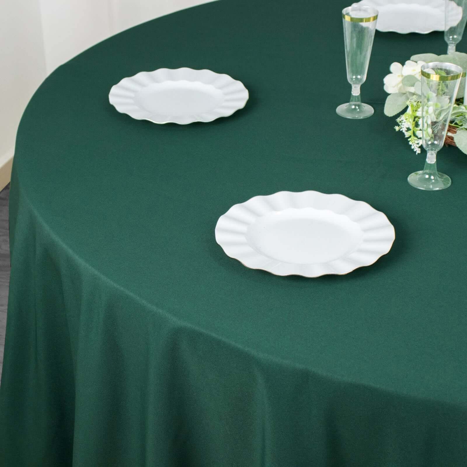 Premium Polyester 108" Round Tablecloth Hunter Emerald Green - Wrinkle-Resistant 220GSM Table Cover - Image 7