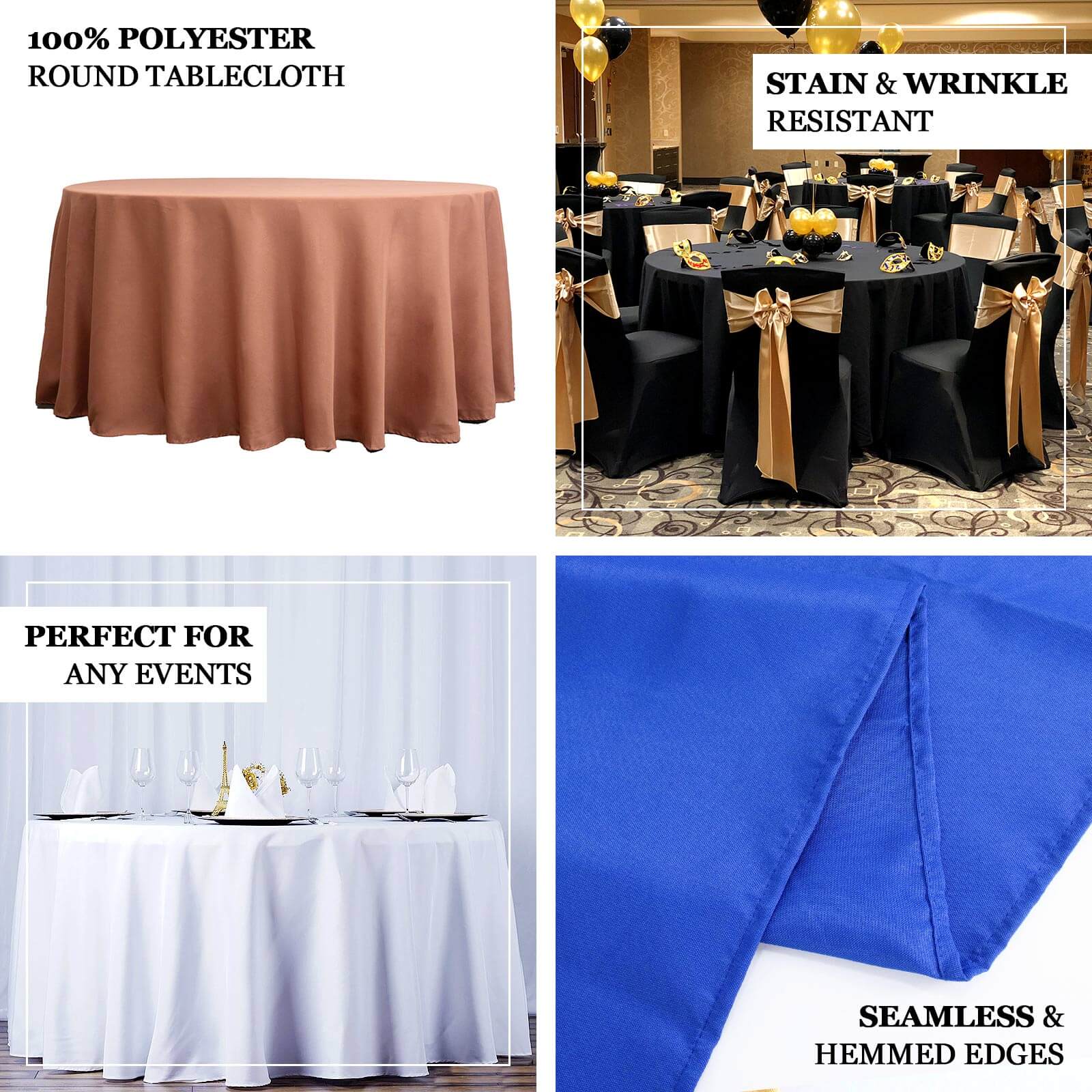 Premium Polyester 120" Round Tablecloth Red - Seamless 220GSM Wrinkle-Resistant Table Cover - Image 6