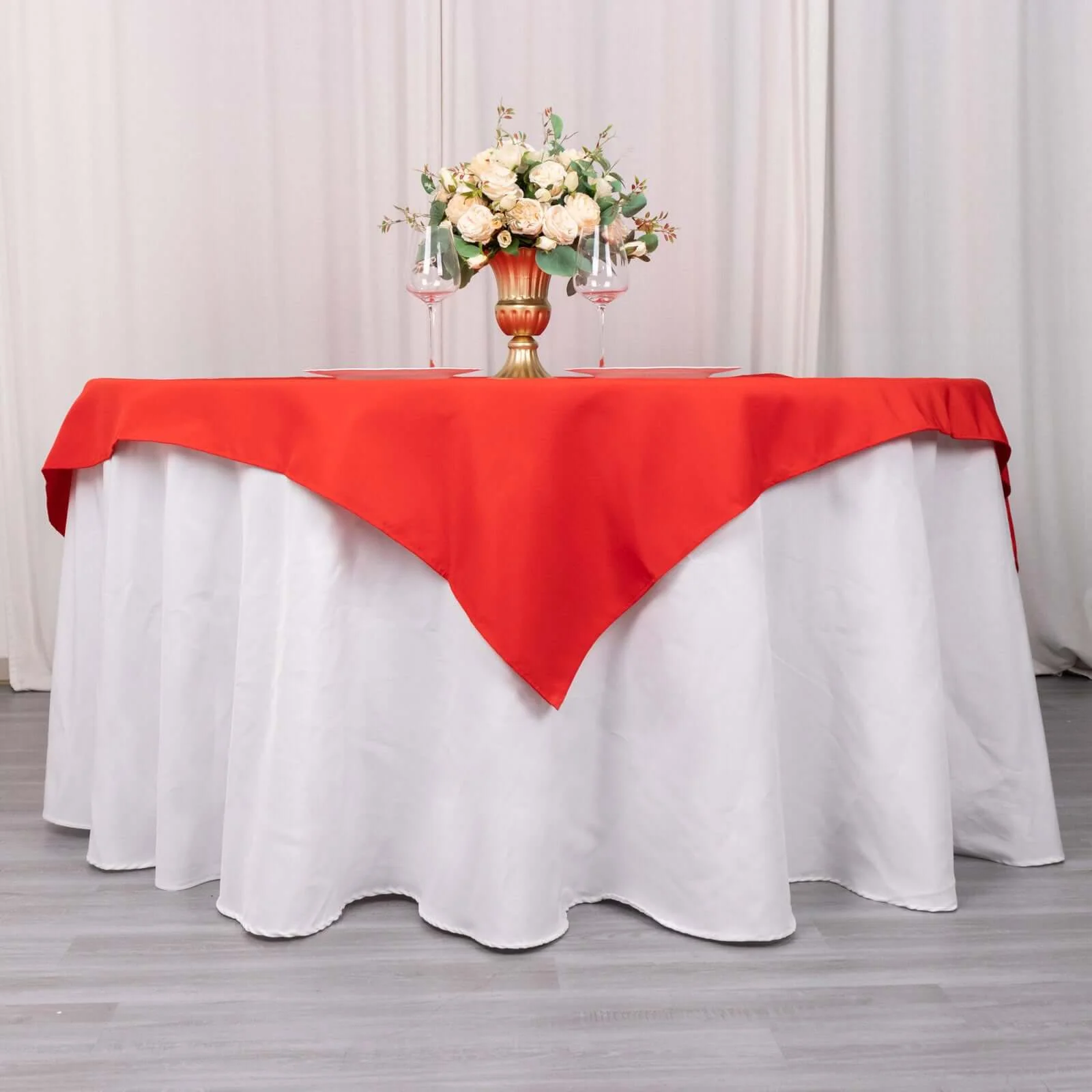 Premium Polyester 54"x54" Table Overlay Square Tablecloth Red - Stain and Wrinkle-Resistant 220GSM Table Topper - Image 2
