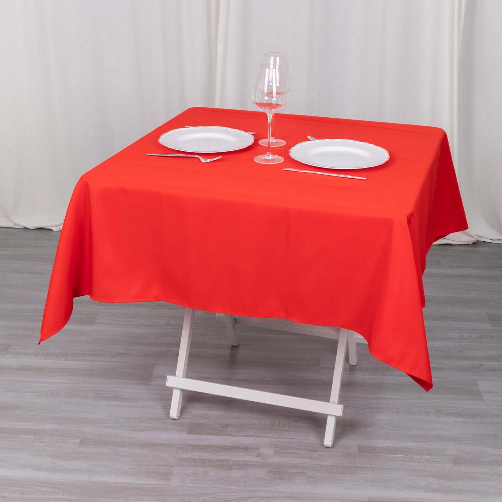 Premium Polyester 54"x54" Table Overlay Square Tablecloth Red - Stain and Wrinkle-Resistant 220GSM Table Topper - Image 3