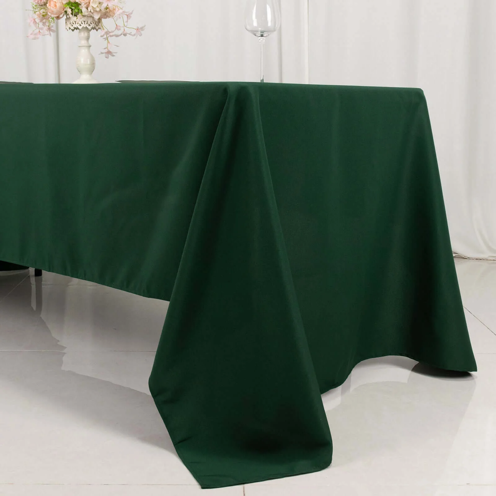 Premium Polyester 60"x126" Rectangle Tablecloth Hunter Emerald Green - Stain-Resistant 220GSM Finish Table Cover - Image 2