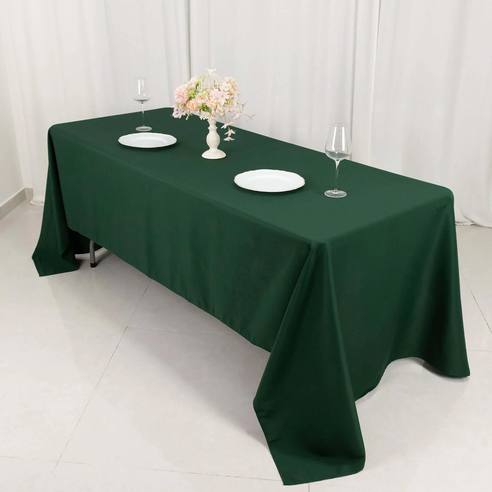 Premium Polyester 60"x126" Rectangle Tablecloth Hunter Emerald Green - Stain-Resistant 220GSM Finish Table Cover - Image 6