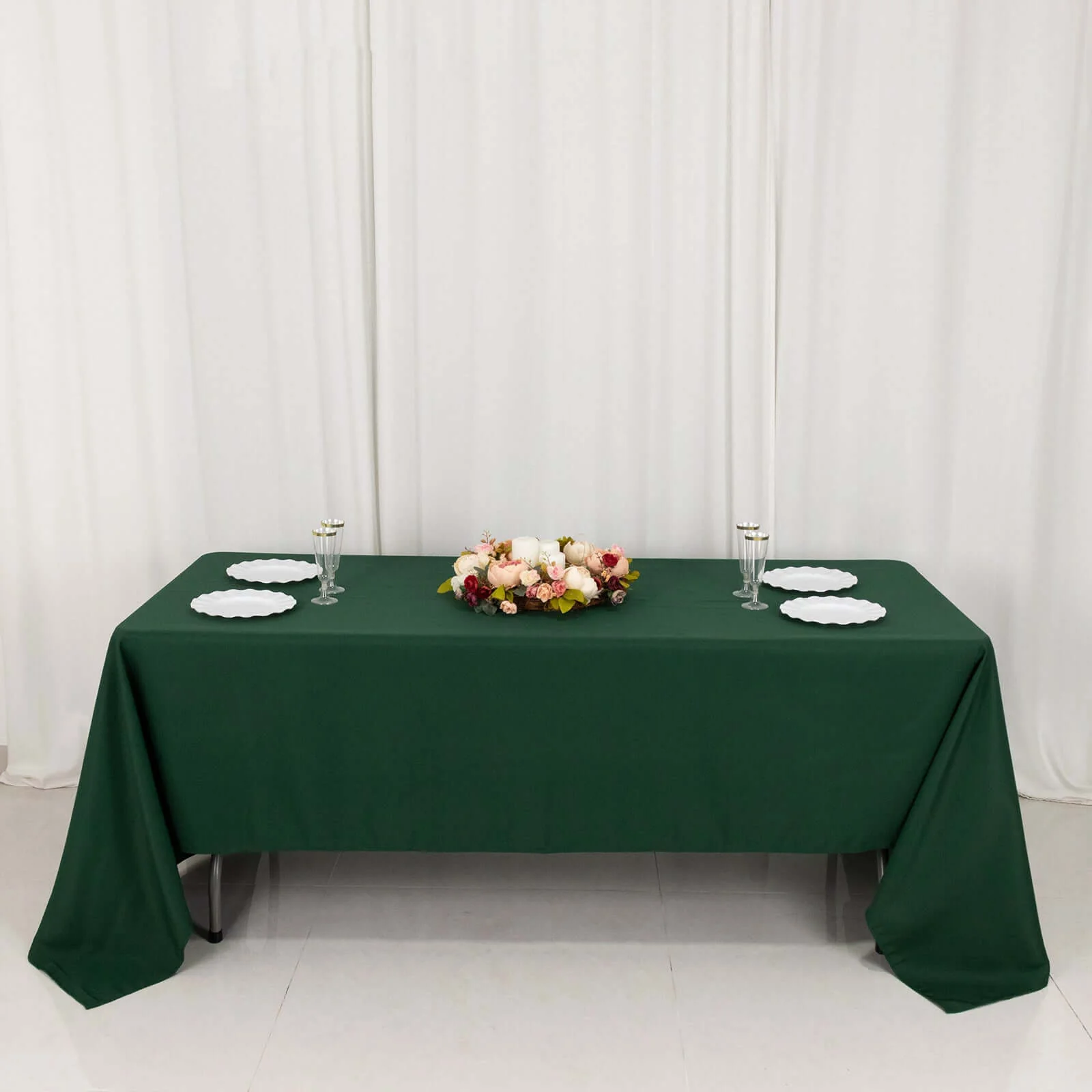 Premium Polyester 60"x126" Rectangle Tablecloth Hunter Emerald Green - Stain-Resistant 220GSM Finish Table Cover - Image 7