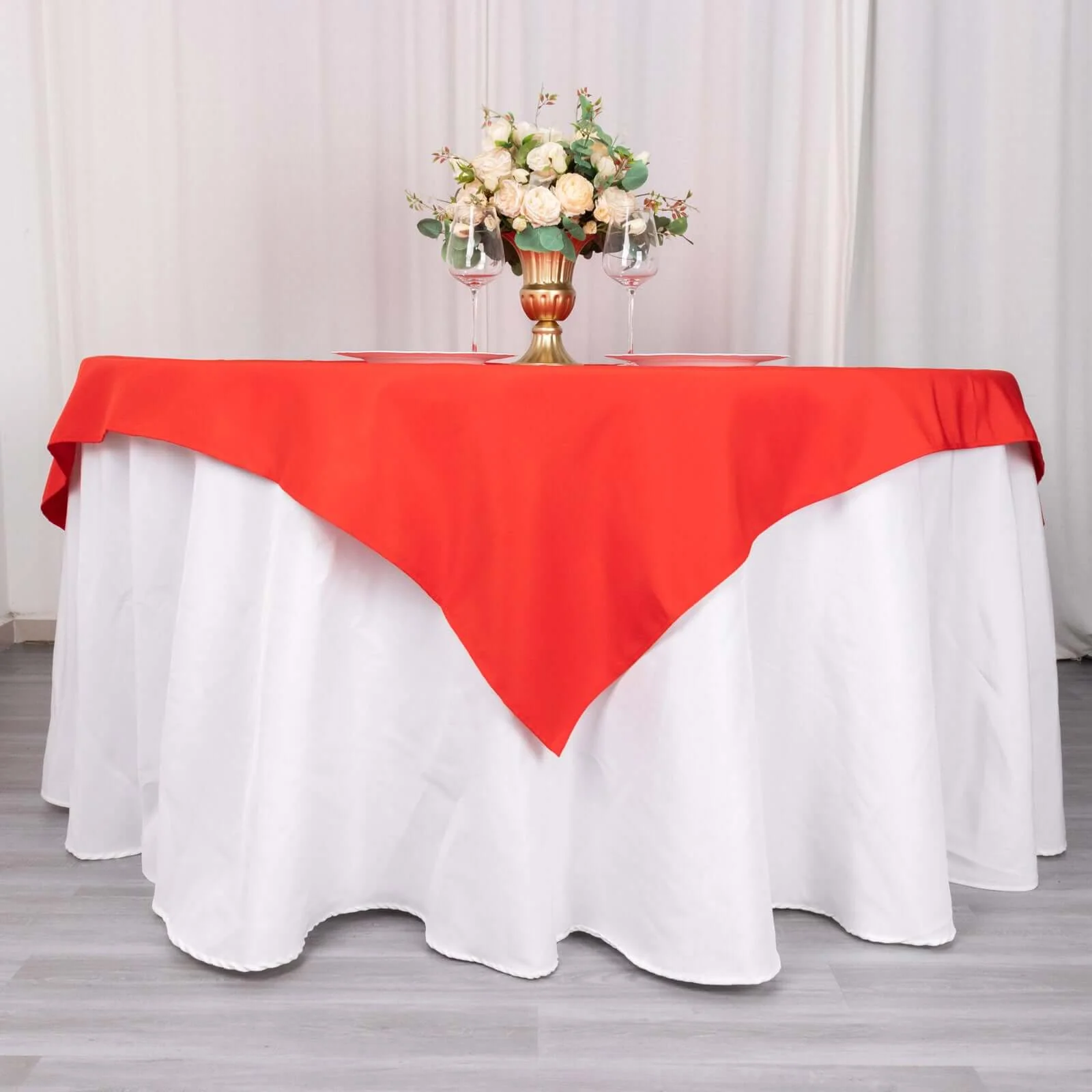 Premium Polyester 70"x70" Table Overlay Square Tablecloth Red 220GSM Wrinkle-Resistant Table Cover - Image 2