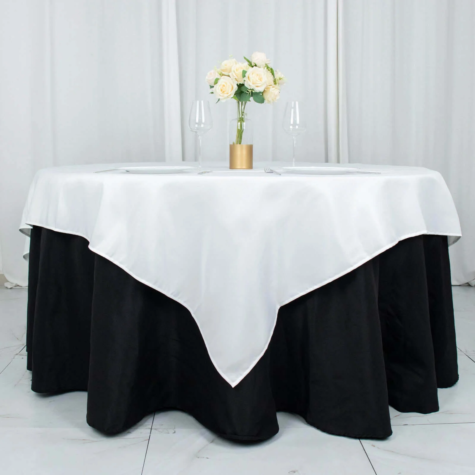 Premium Polyester 70"x70" Table Overlay Square Tablecloth White 220GSM Wrinkle-Resistant Table Cover for Stylish Gatherings - Image 2