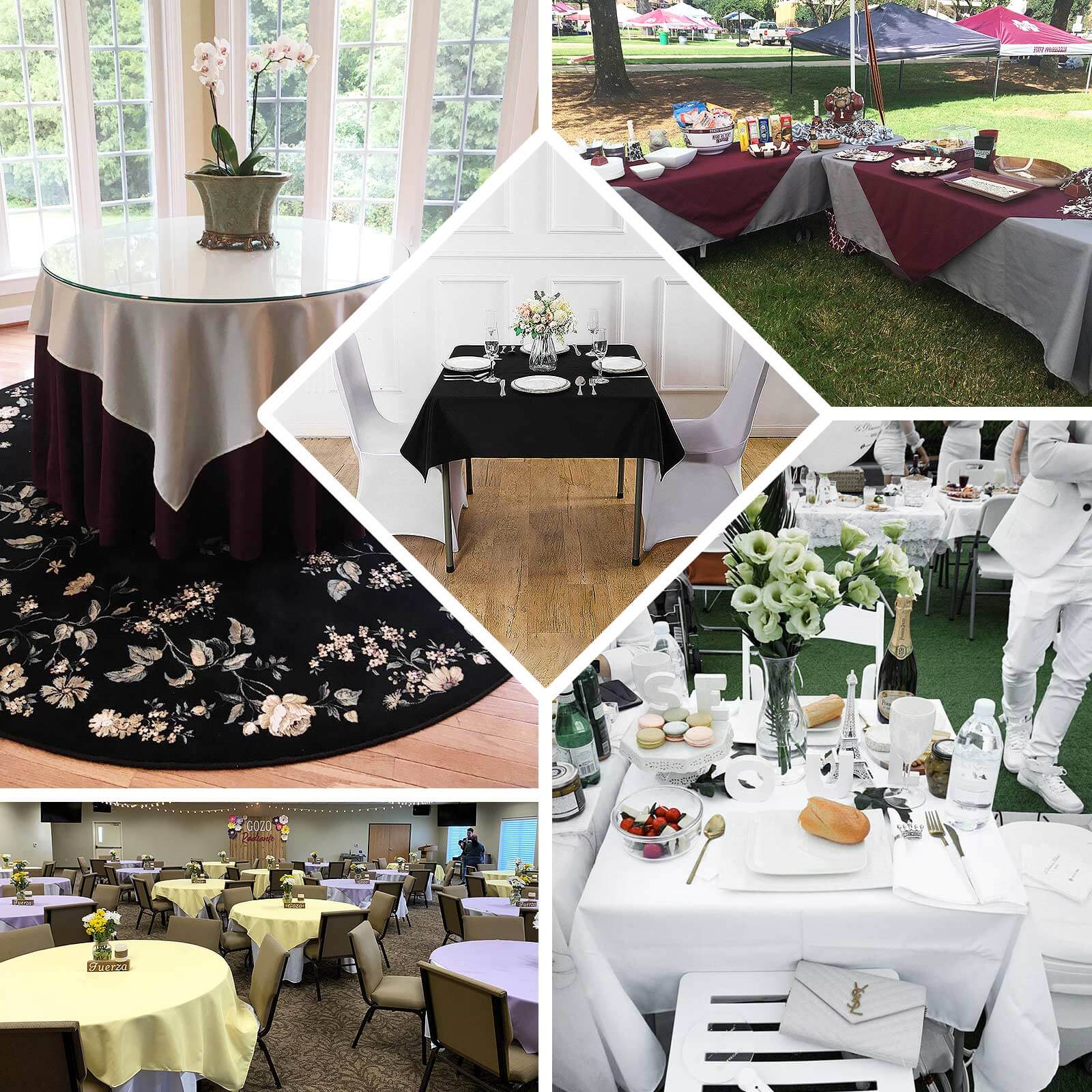 Premium Polyester 70"x70" Table Overlay Square Tablecloth White 220GSM Wrinkle-Resistant Table Cover for Stylish Gatherings - Image 3