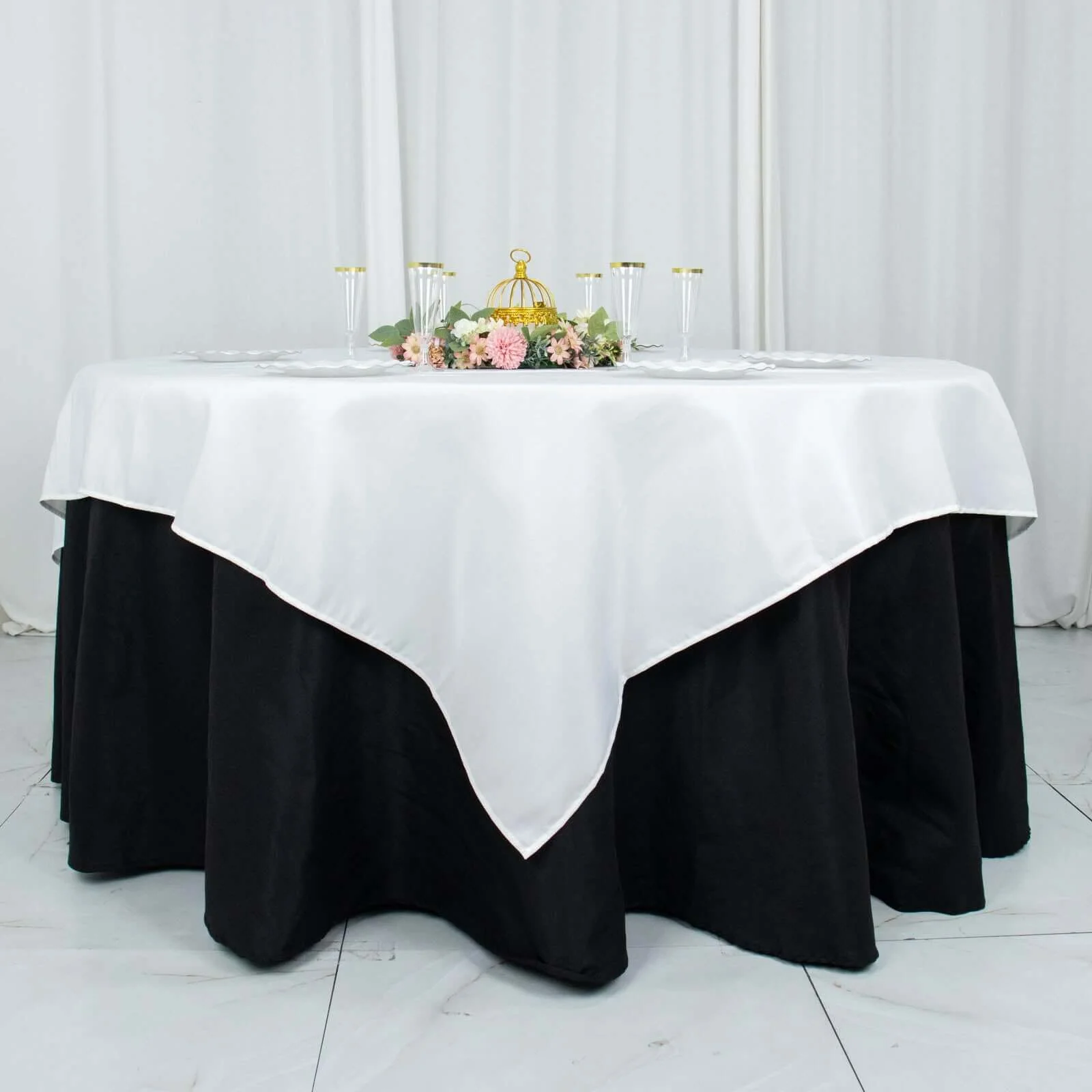 Premium Polyester 70"x70" Table Overlay Square Tablecloth White 220GSM Wrinkle-Resistant Table Cover for Stylish Gatherings - Image 7