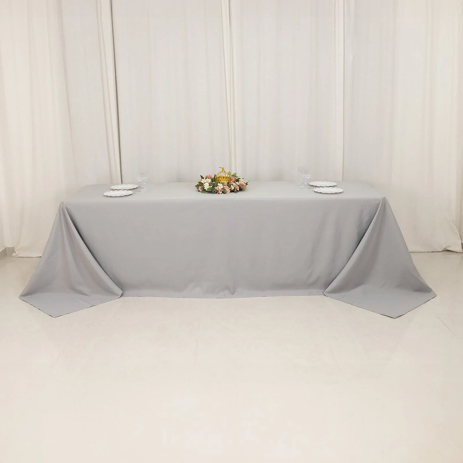 Premium Polyester 90"x156" Rectangle Tablecloth Silver - Seamless 220GSM Stain-Resistant Table Cover - Image 10
