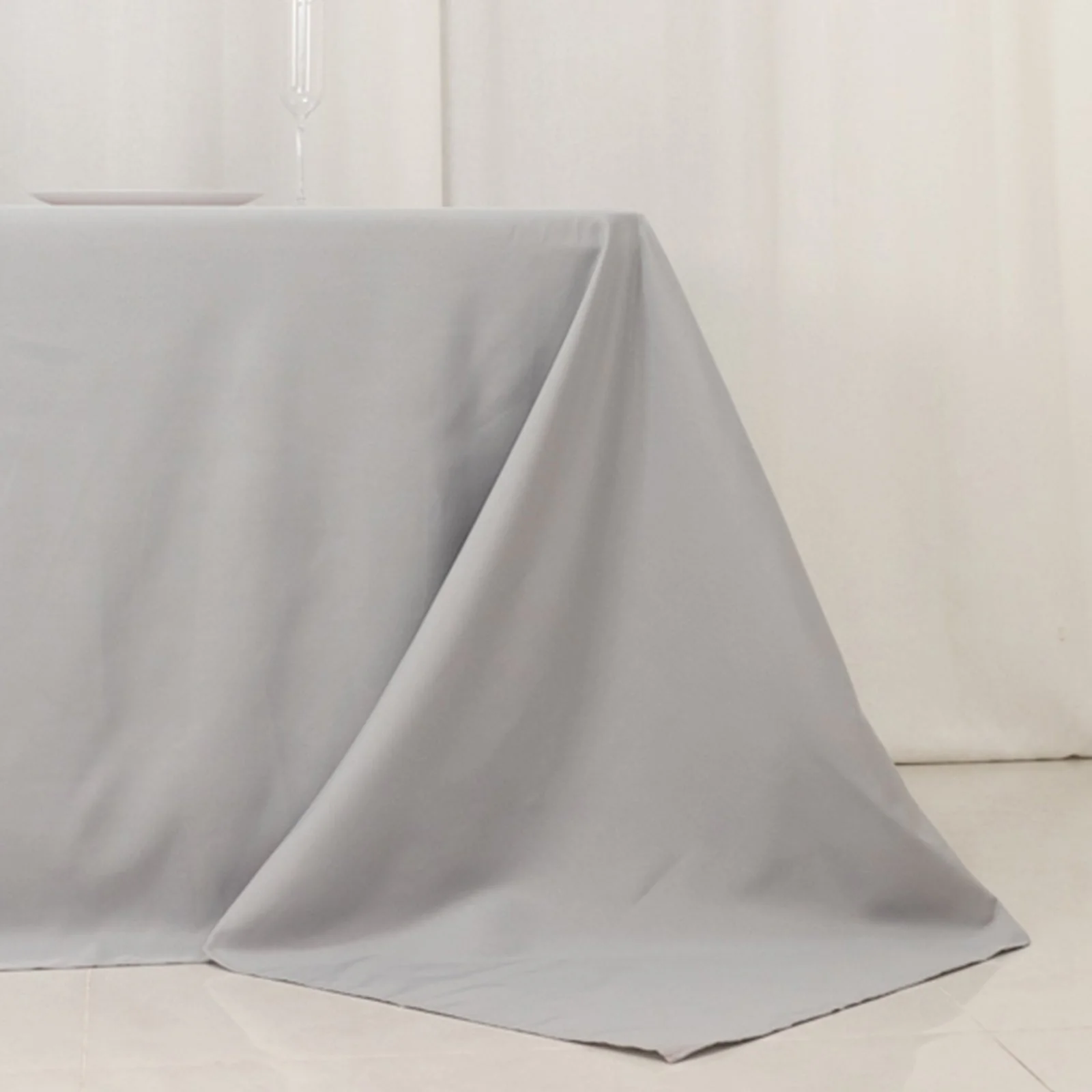 Premium Polyester 90"x156" Rectangle Tablecloth Silver - Seamless 220GSM Stain-Resistant Table Cover - Image 2