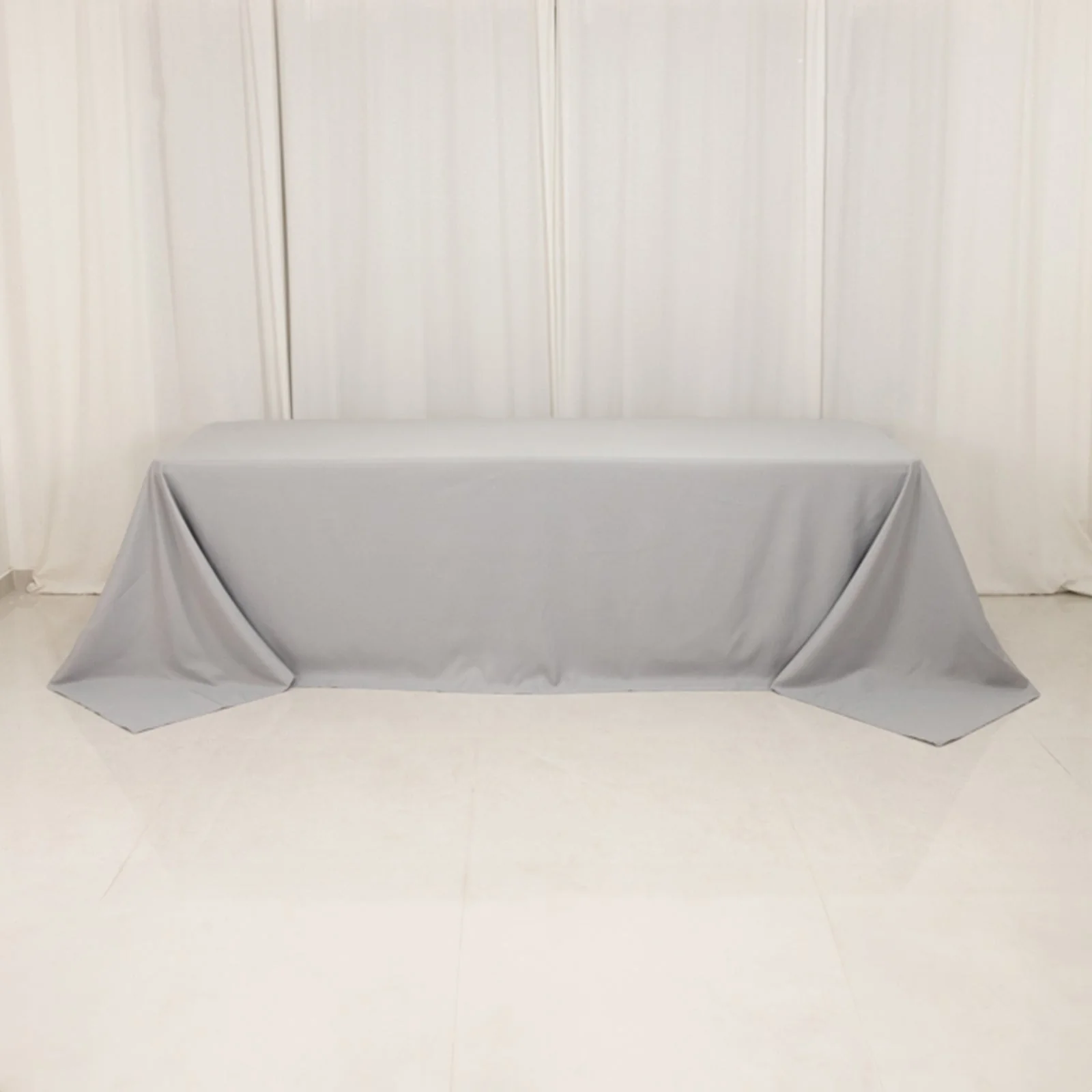 Premium Polyester 90"x156" Rectangle Tablecloth Silver - Seamless 220GSM Stain-Resistant Table Cover - Image 3