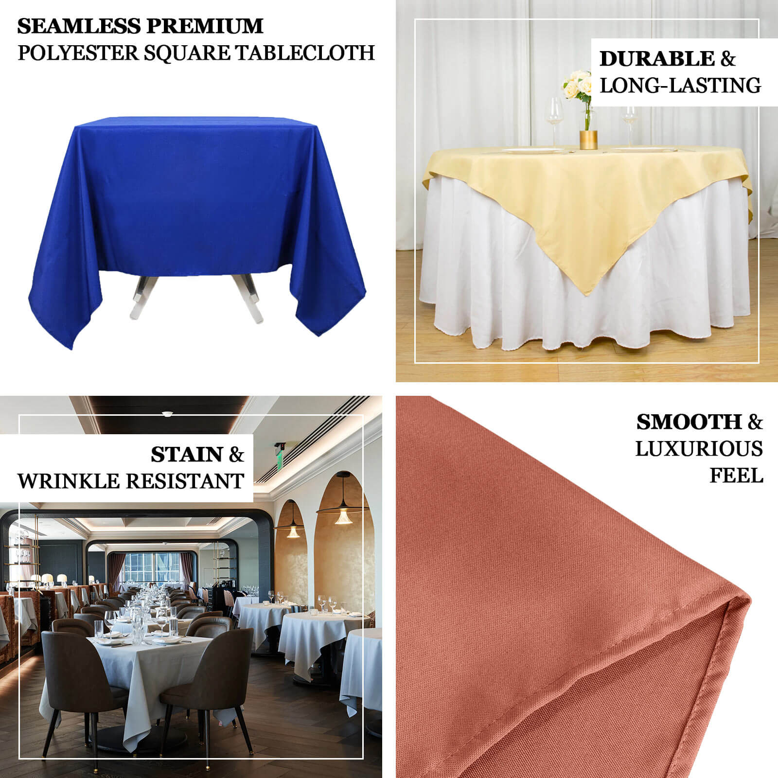 Premium Polyester Square Tablecloth 70"x70" Red 220GSM Wrinkle-Resistant Table Cover - Image 3