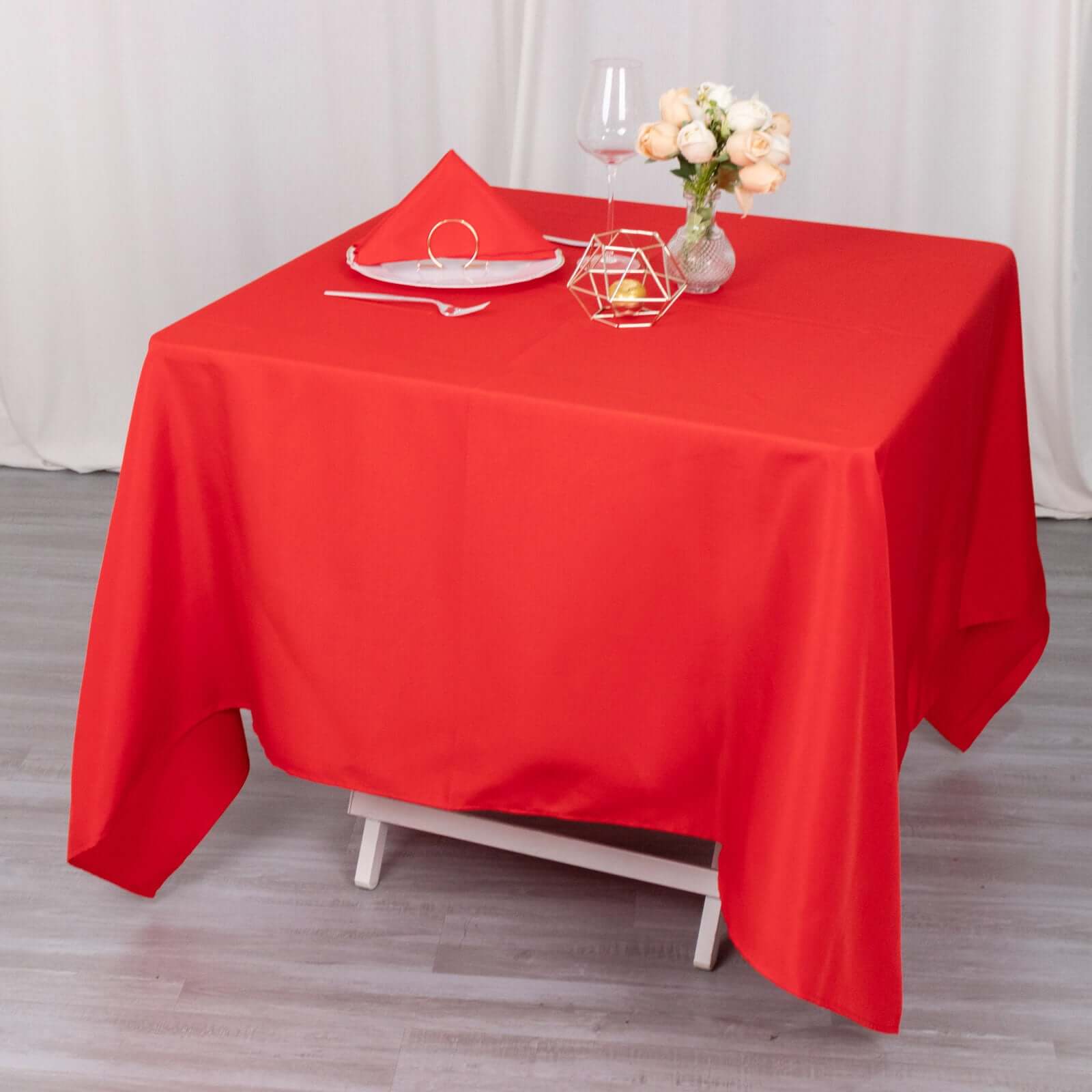 Premium Polyester Square Tablecloth 70"x70" Red 220GSM Wrinkle-Resistant Table Cover - Image 5
