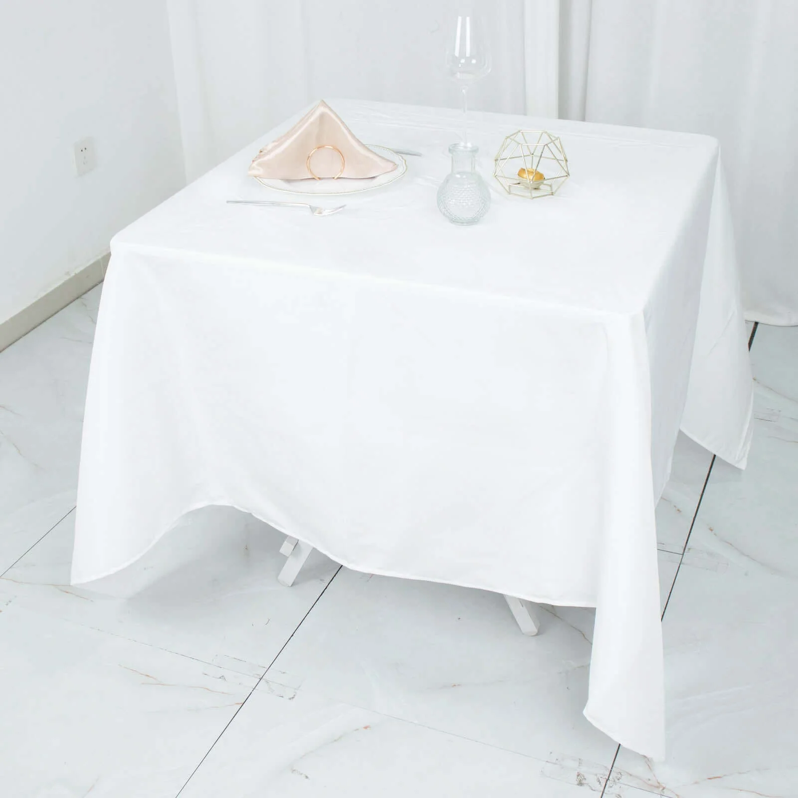 Premium Polyester Square Tablecloth 70"x70" White 220GSM Wrinkle-Resistant Table Cover for Stylish Gatherings - Image 2