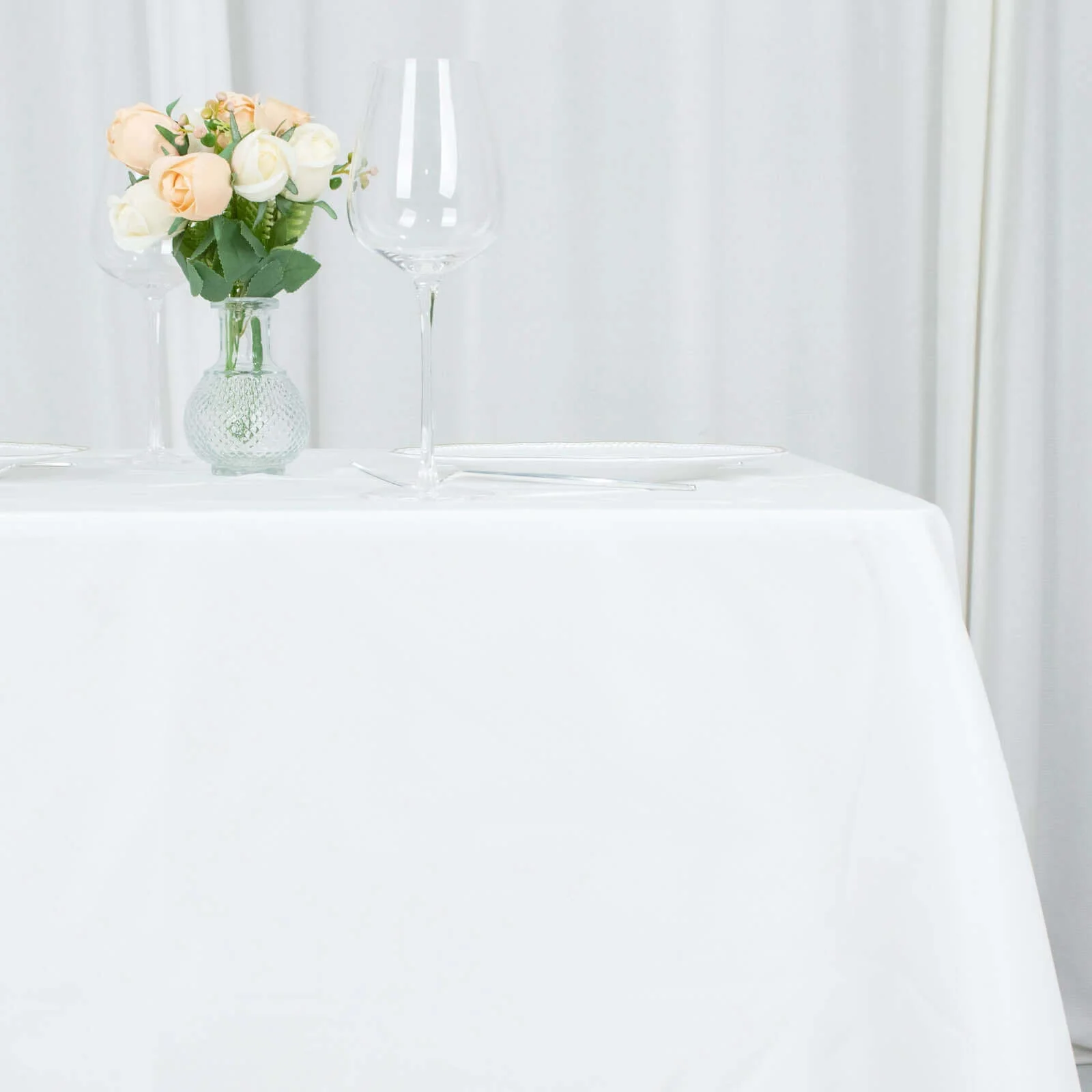Premium Polyester Square Tablecloth 70"x70" White 220GSM Wrinkle-Resistant Table Cover for Stylish Gatherings - Image 3