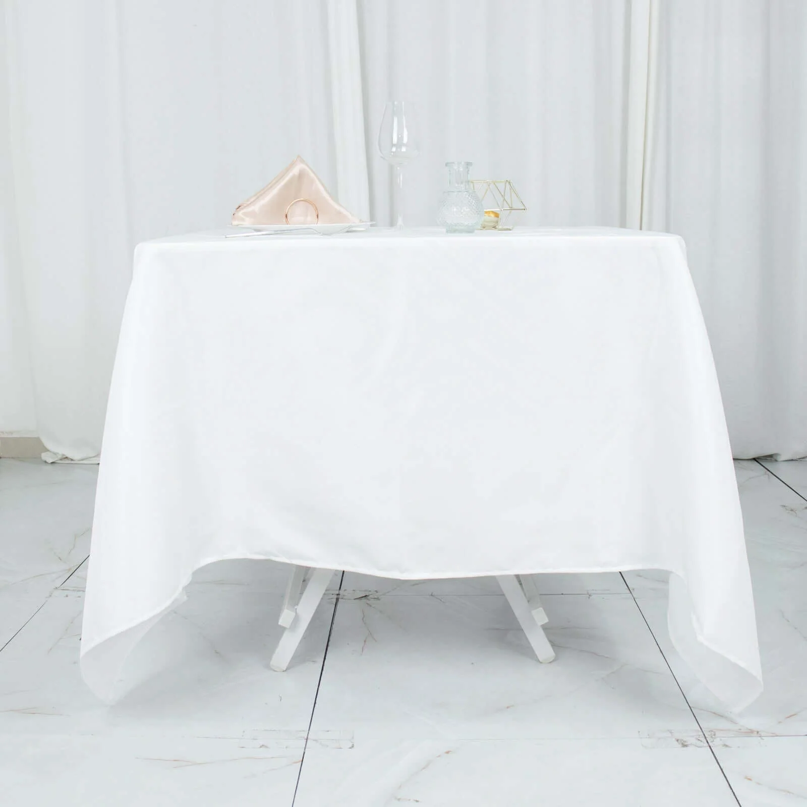 Premium Polyester Square Tablecloth 70"x70" White 220GSM Wrinkle-Resistant Table Cover for Stylish Gatherings - Image 7