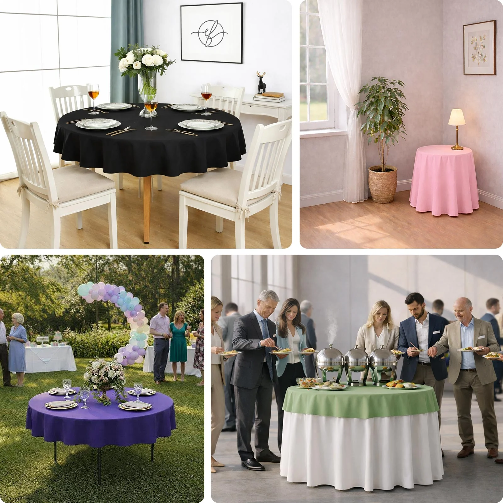 Scuba Round 70" Tablecloth White - Wrinkle Free & Stain Resistant Table Cover for Weddings and Banquets - Image 4