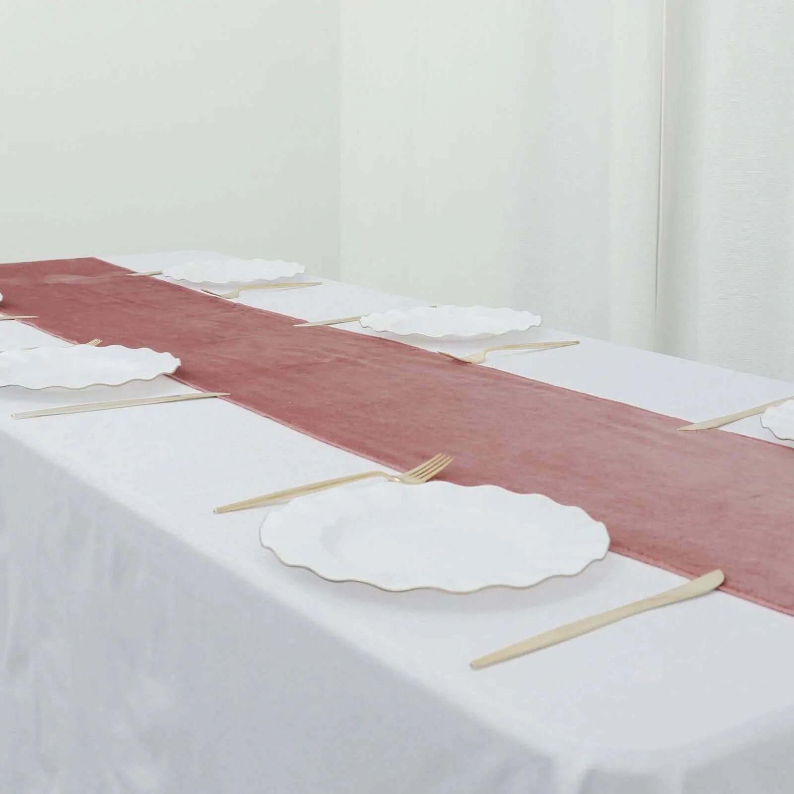 Premium Velvet 12"x108" Table Runner Dusty Rose - Sheen Finish Reusable Table Decor - Image 2