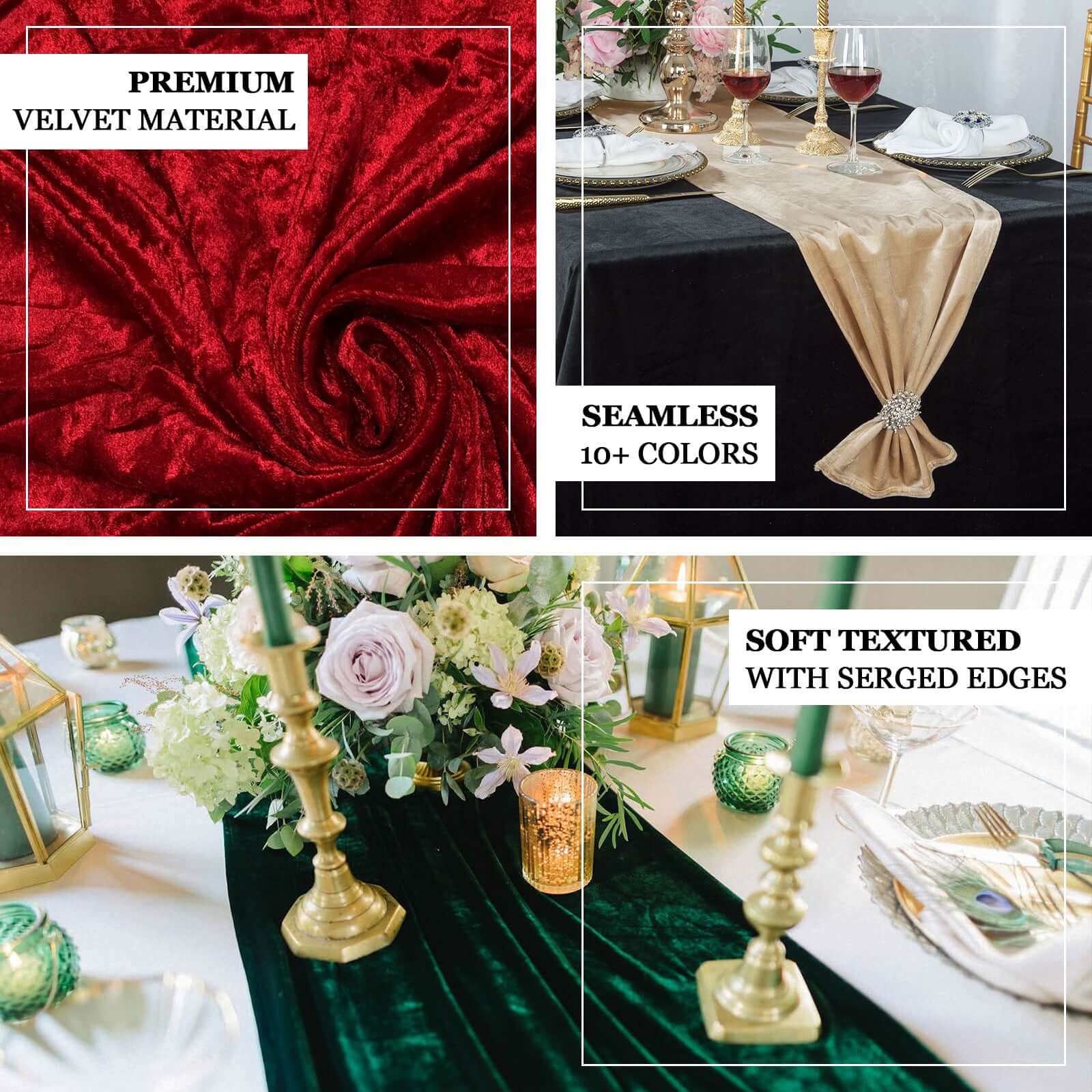 Premium Velvet 12"x108" Table Runner Dusty Rose - Sheen Finish Reusable Table Decor - Image 4