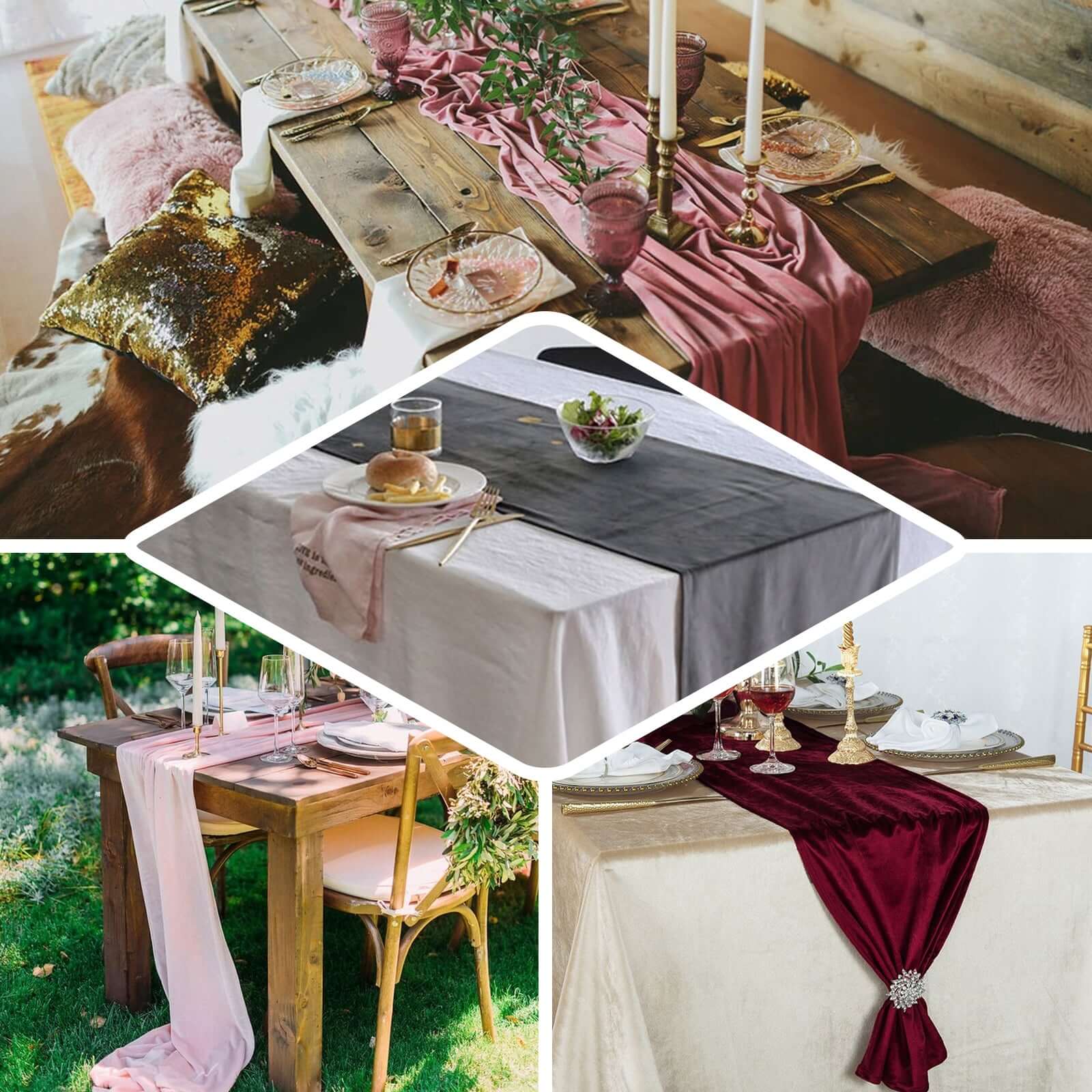 Premium Velvet 12"x108" Table Runner Dusty Rose - Sheen Finish Reusable Table Decor - Image 5