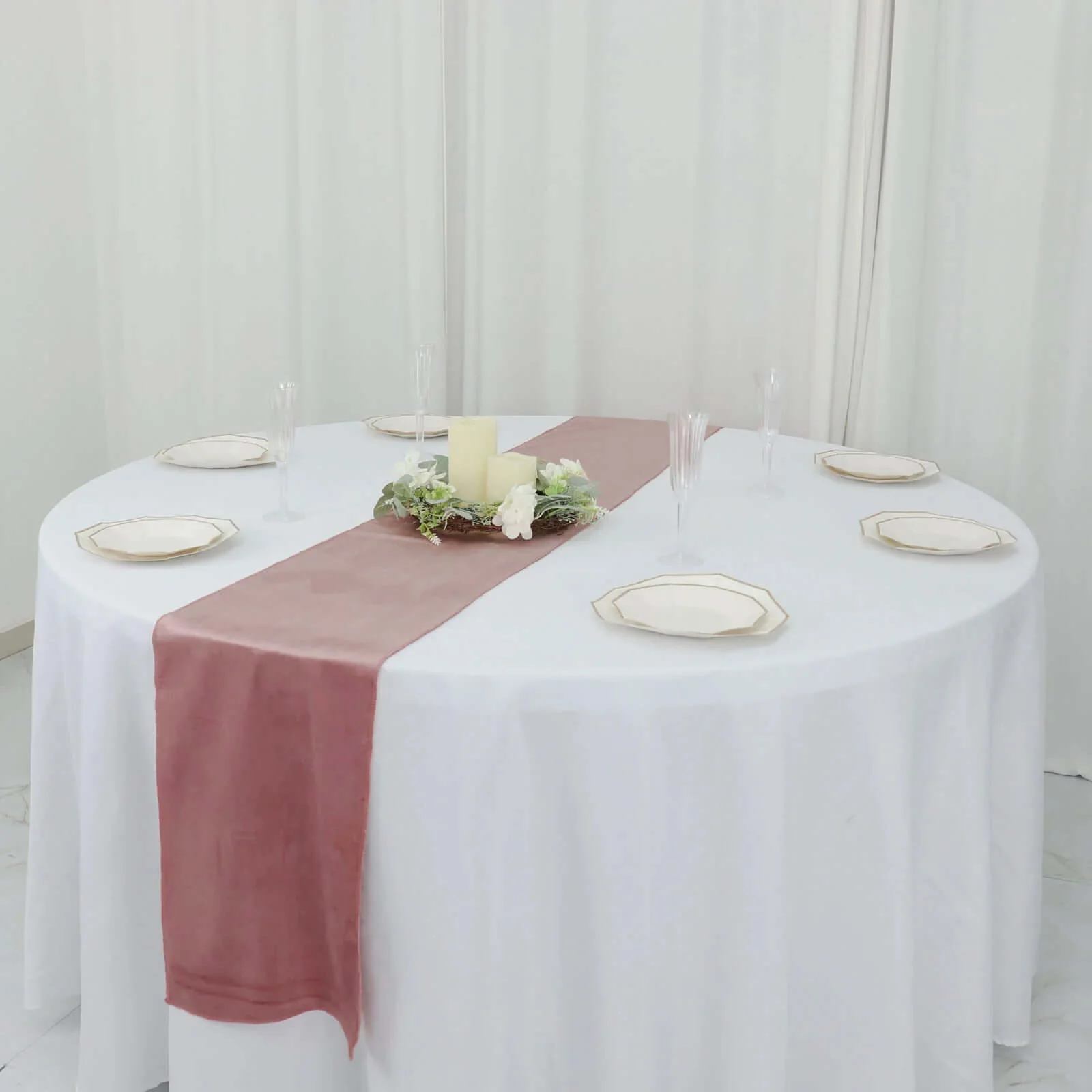 Premium Velvet 12"x108" Table Runner Dusty Rose - Sheen Finish Reusable Table Decor - Image 7