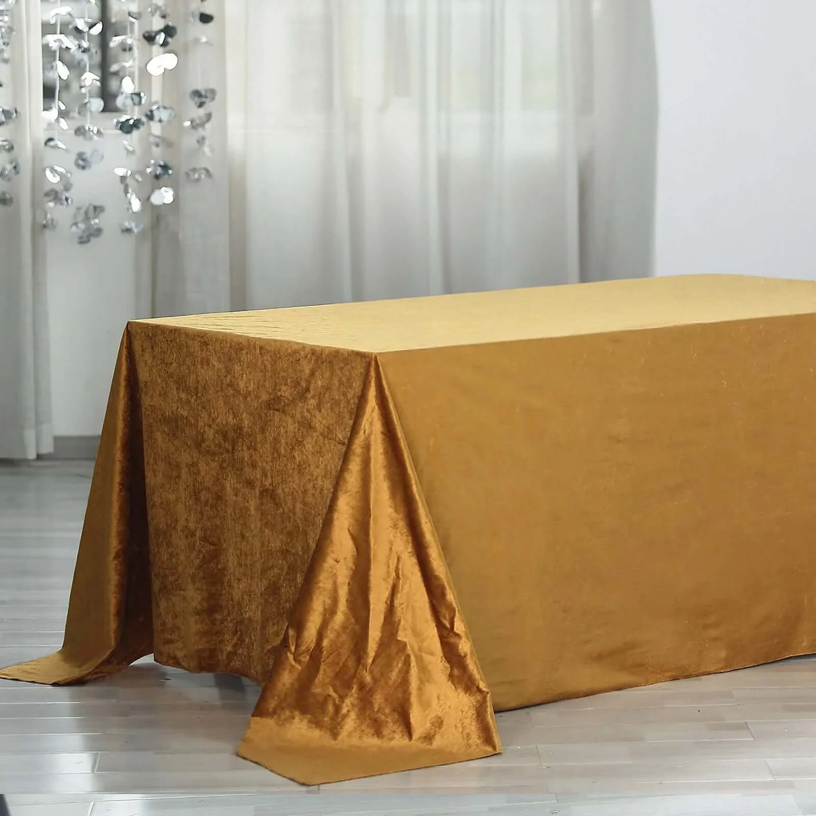 Premium Velvet 90"x156" Rectangle Tablecloth Gold - Reusable Soft & Stylish Seamless Table Cover for Sophisticated Weddings & Events - Image 2
