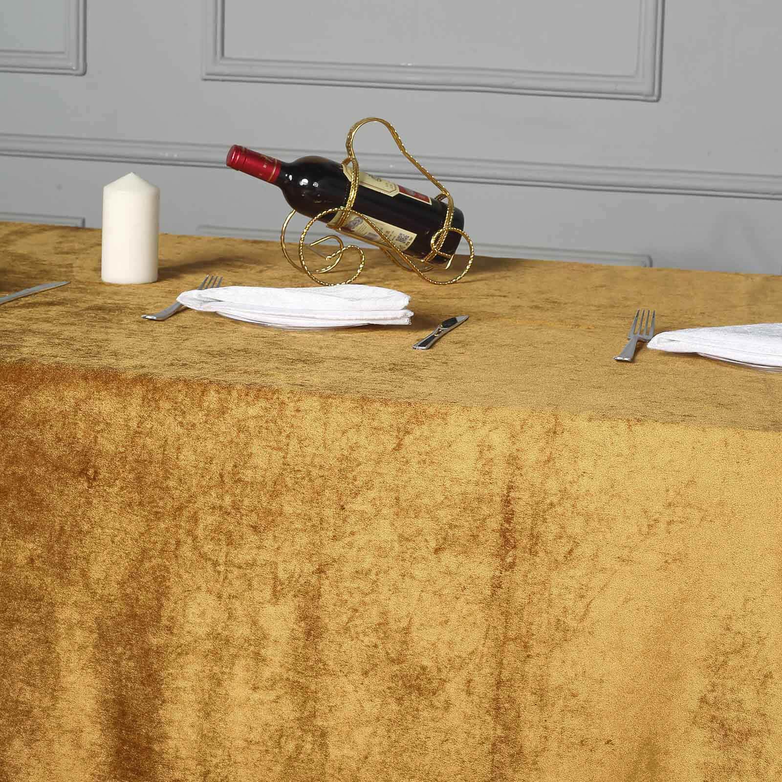 Premium Velvet 90"x156" Rectangle Tablecloth Gold - Reusable Soft & Stylish Seamless Table Cover for Sophisticated Weddings & Events - Image 7