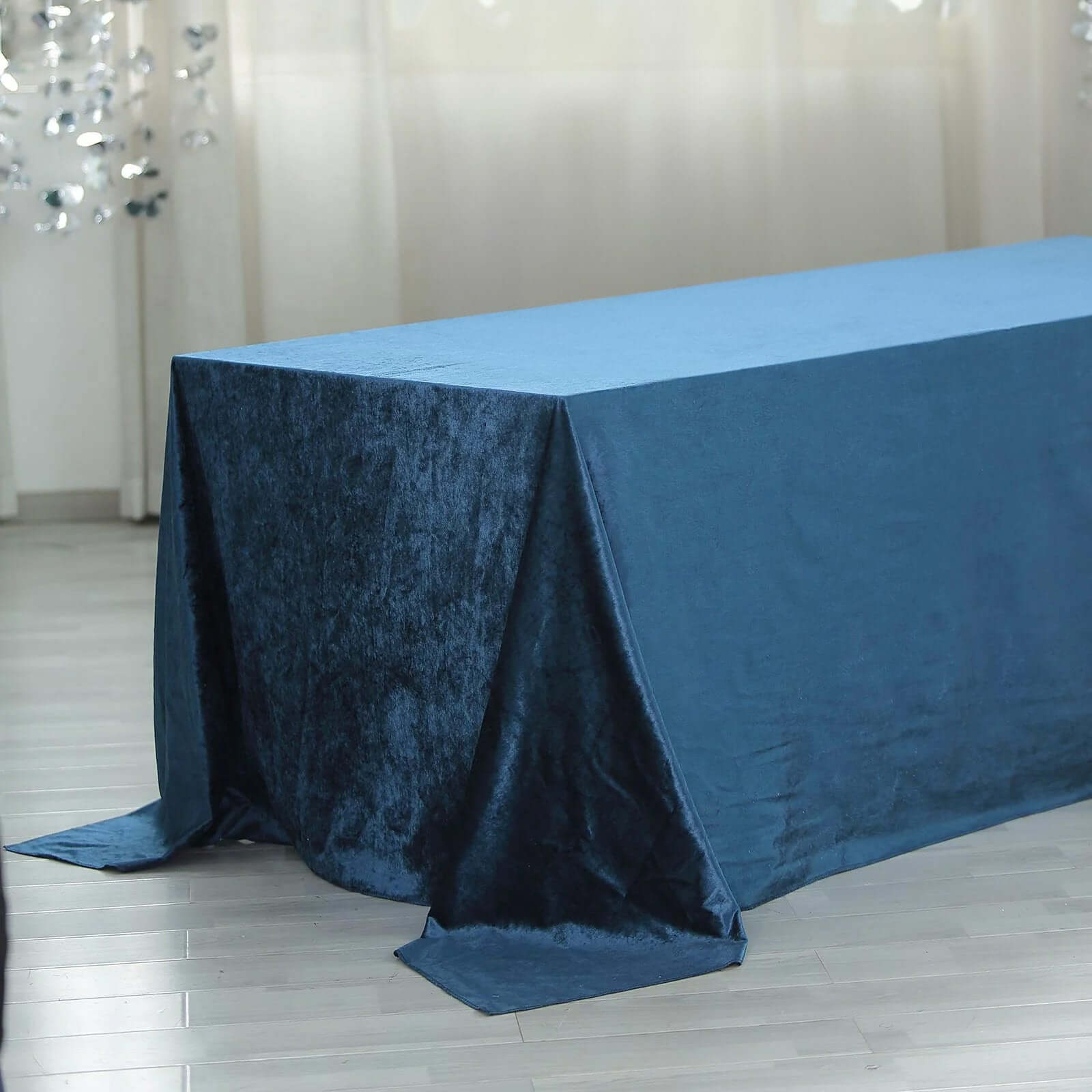 Premium Velvet 90"x156" Rectangle Tablecloth Navy Blue - Reusable Soft & Seamless Table Cover - Image 2