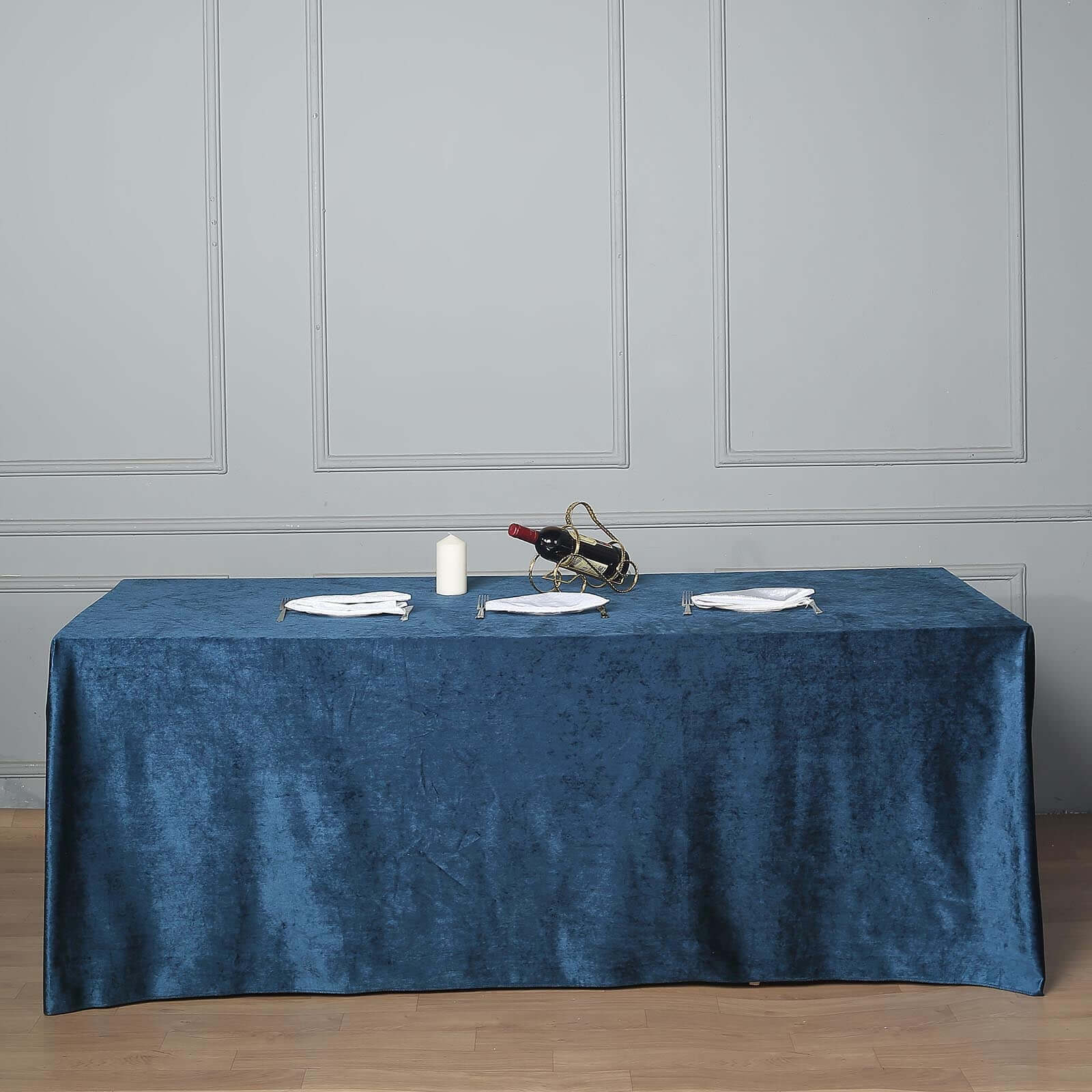 Premium Velvet 90"x156" Rectangle Tablecloth Navy Blue - Reusable Soft & Seamless Table Cover - Image 3
