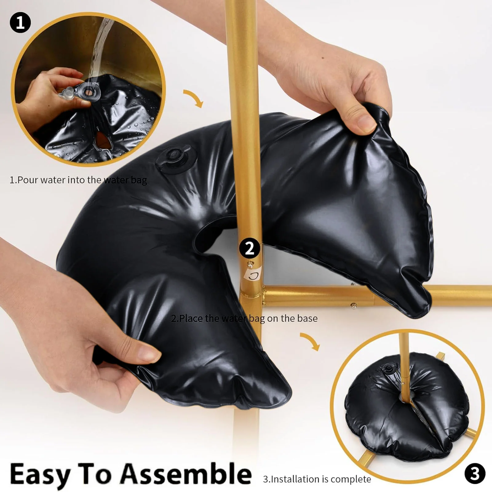 4 Pack 14" Black Water Bags – Heavy Duty Reusable PVC Fillable Base Weights for Balloon Columns & Arch Stand Support - Image 2