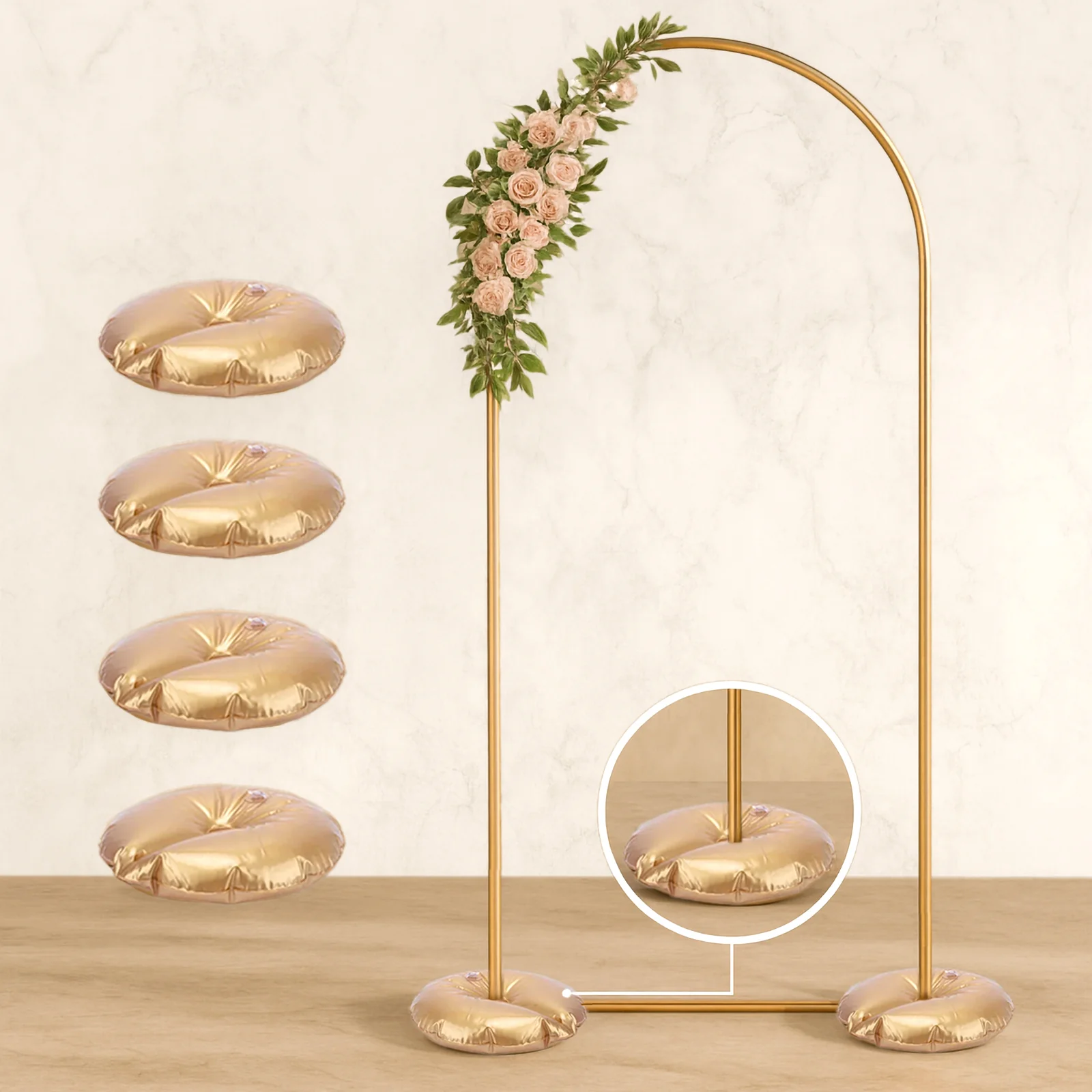 4 Pack 14" Metallic Gold Water Bags – Heavy Duty Reusable PVC Fillable Base Weights for Balloon Columns & Arch Stand Support - Image 7