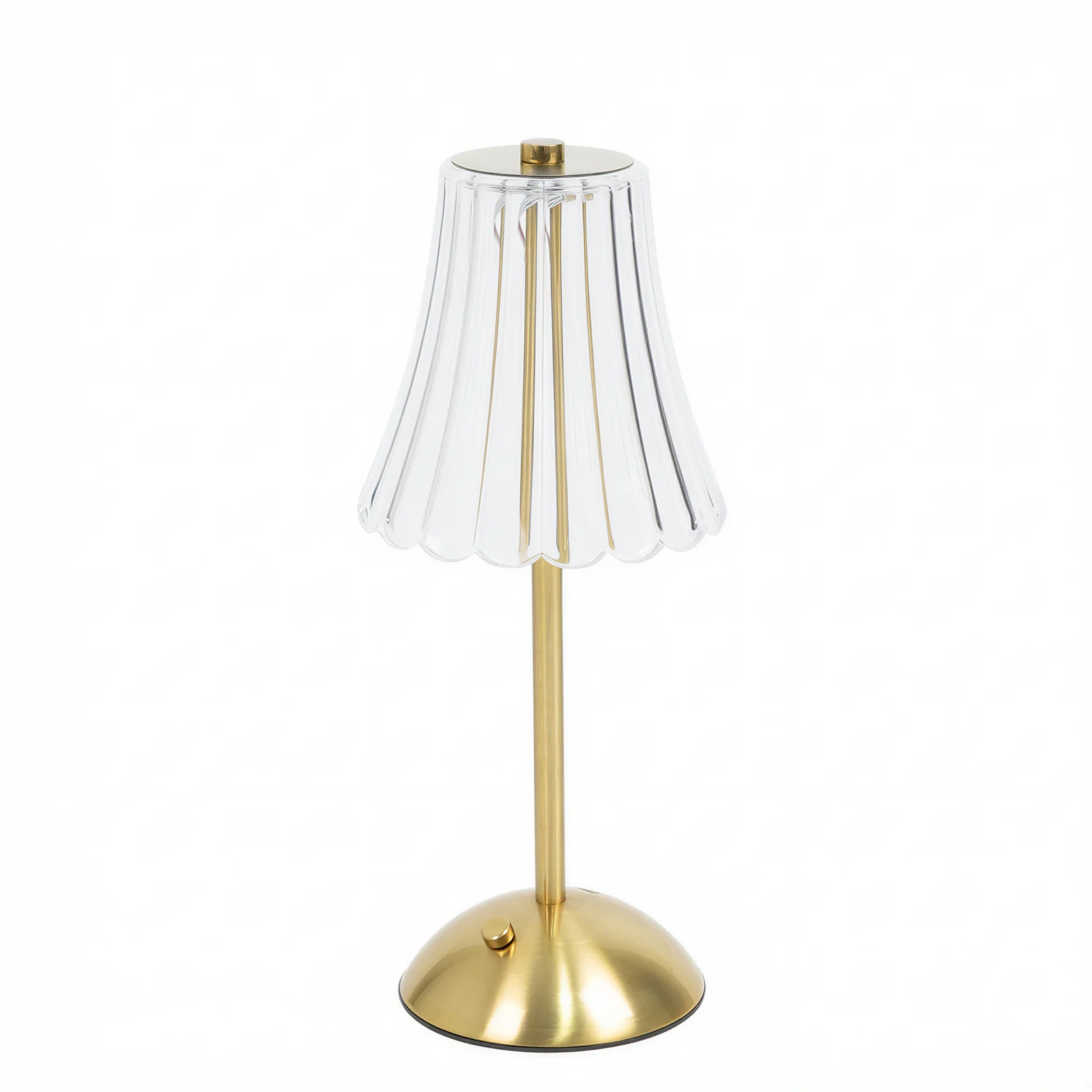 12" Gold Metal LED Table Lamp – Modern Fluted Acrylic Shade, USB Rechargeable Cordless Touch Dimmable, 3 Color Modes - Image 2