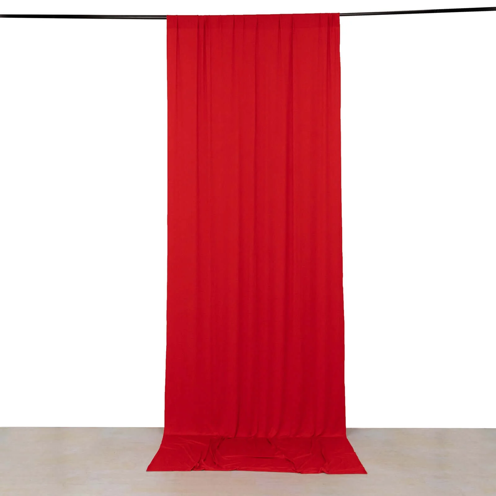 Red 4-Way Stretch Spandex Event Curtain Drapes, Wrinkle Free Backdrop Event Panel with Rod Pockets - 5ftx12ft - Image 2
