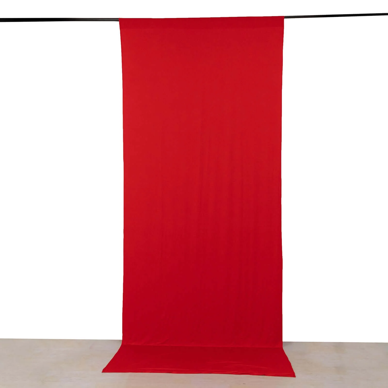 Red 4-Way Stretch Spandex Event Curtain Drapes, Wrinkle Free Backdrop Event Panel with Rod Pockets - 5ftx12ft - Image 3