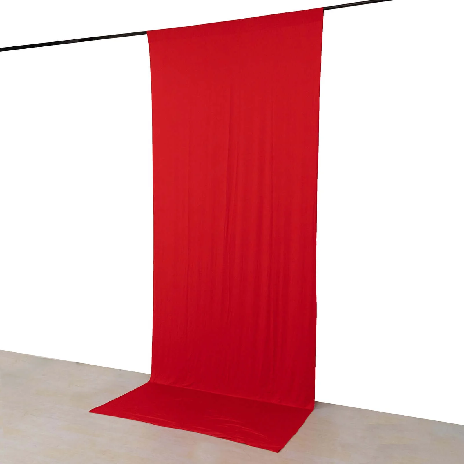 Red 4-Way Stretch Spandex Event Curtain Drapes, Wrinkle Free Backdrop Event Panel with Rod Pockets - 5ftx12ft - Image 7