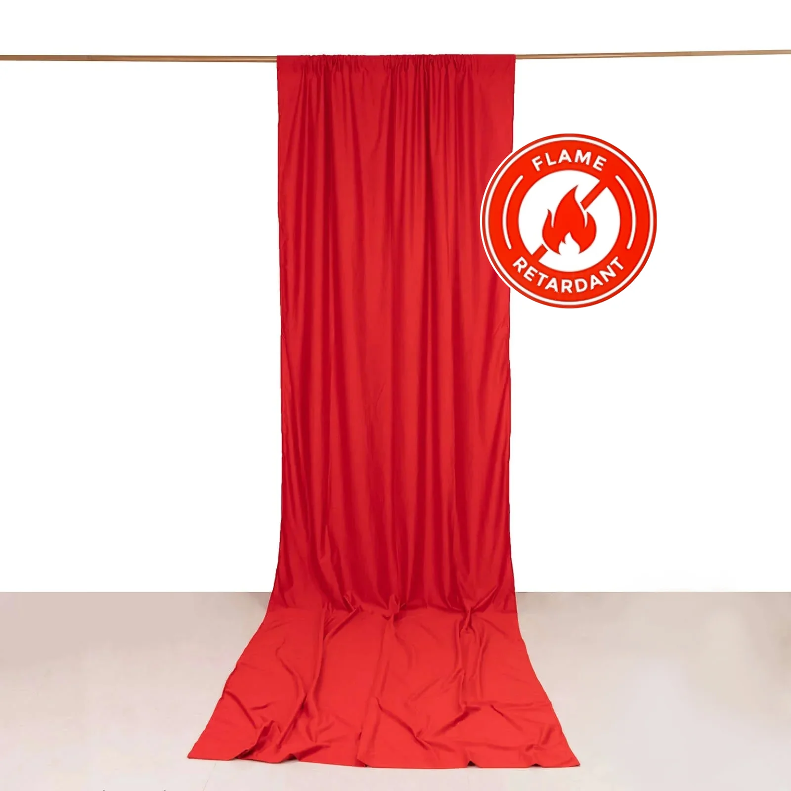 Red Scuba Polyester Event Curtain Drapes, Durable Flame Resistant Backdrop Event Panel Wrinkle Free with Rod Pockets - 5ftx14ft - Image 3