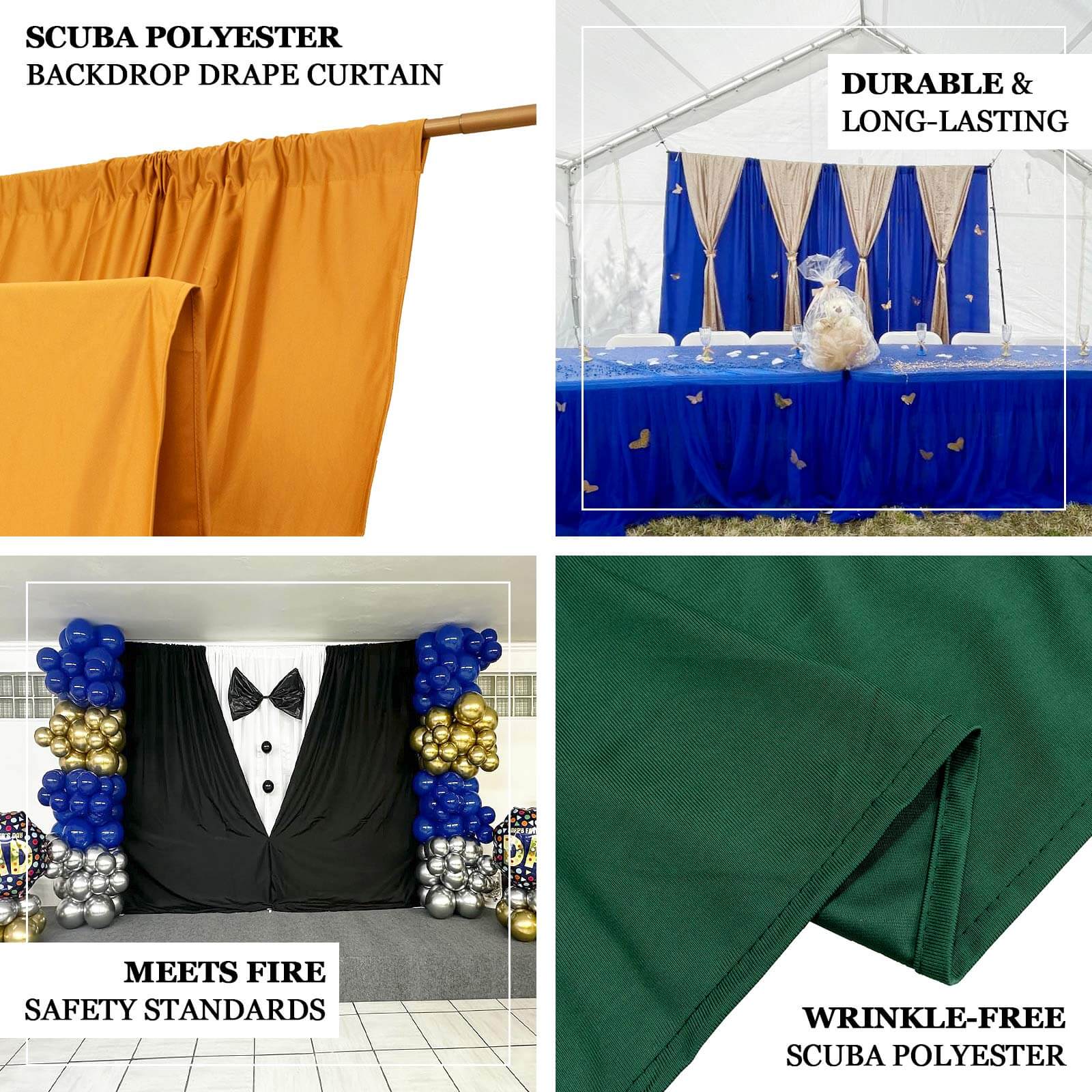 Red Scuba Polyester Event Curtain Drapes, Durable Flame Resistant Backdrop Event Panel Wrinkle Free with Rod Pockets - 5ftx14ft - Image 4