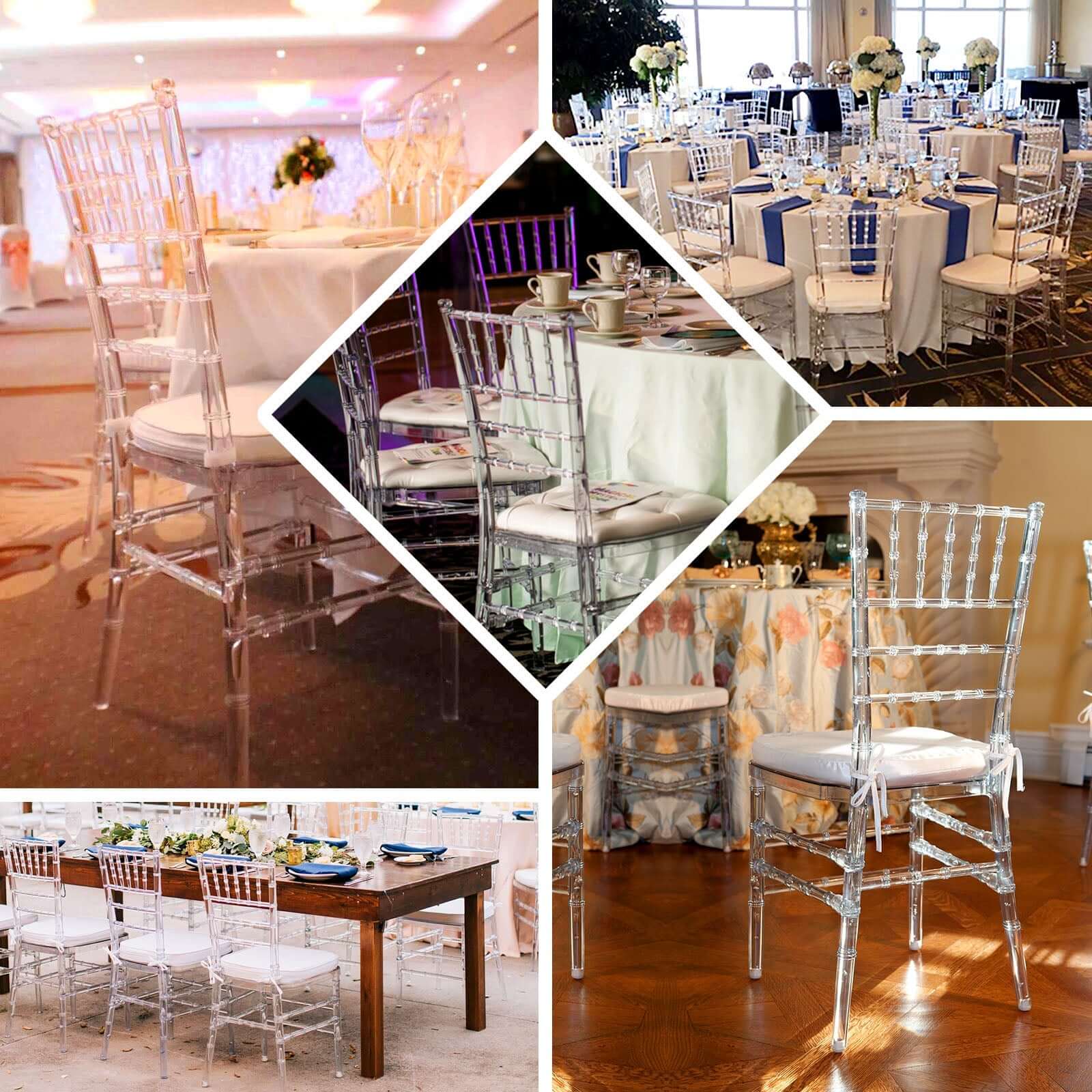8 Pack Resin Chiavari Chairs Transparent and Stackable Clear - Sleek Armless Design for Weddings & Gatherings - Image 5