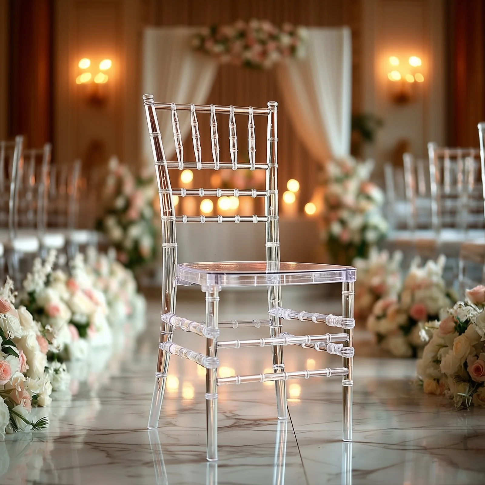 8 Pack Resin Chiavari Chairs Transparent and Stackable Clear - Sleek Armless Design for Weddings & Gatherings - Image 7